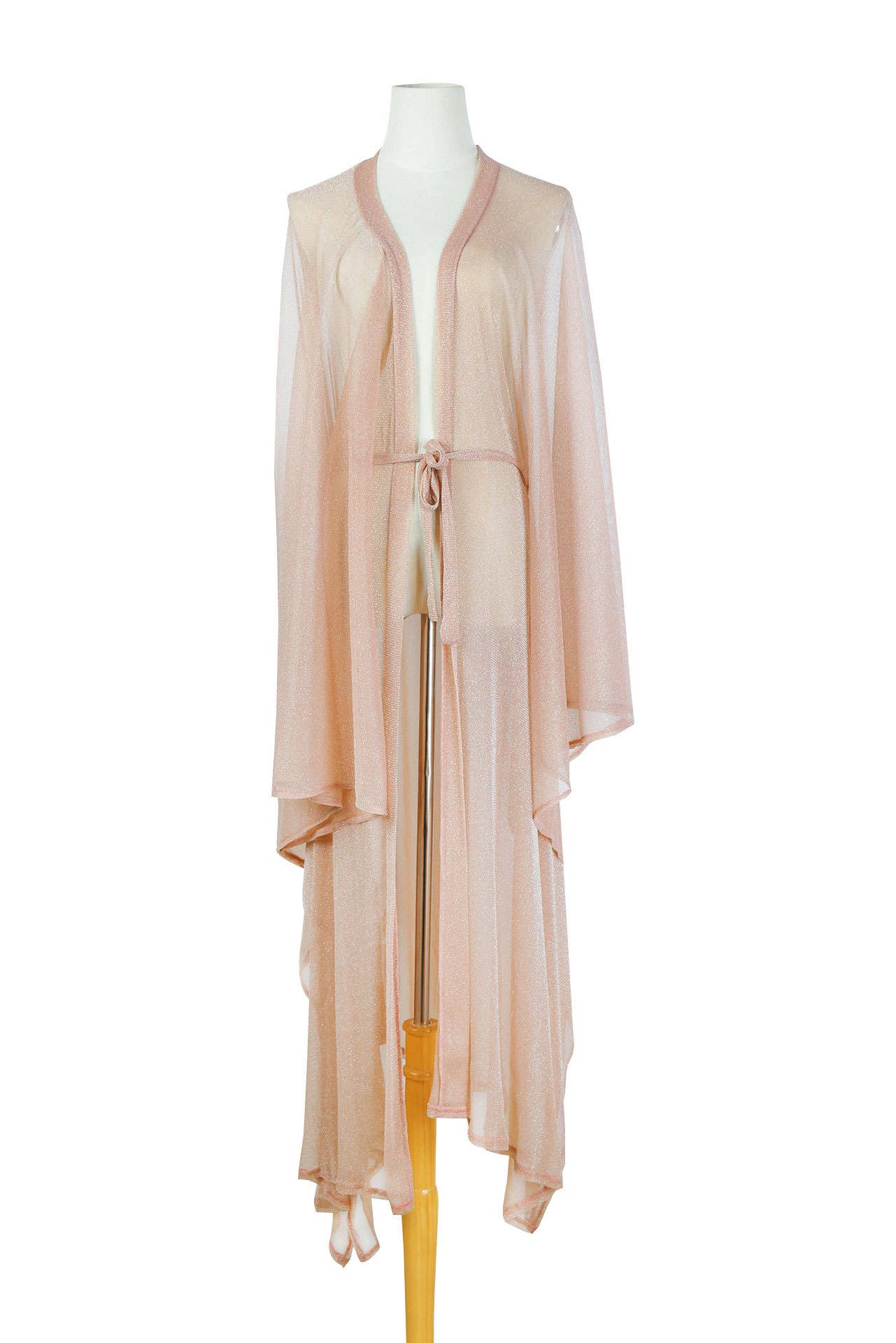 Rosa Clothing - Rose Gold Sparkle Sheer Kimono Beach Bikini CoverUp Robe: Rose Gold / M