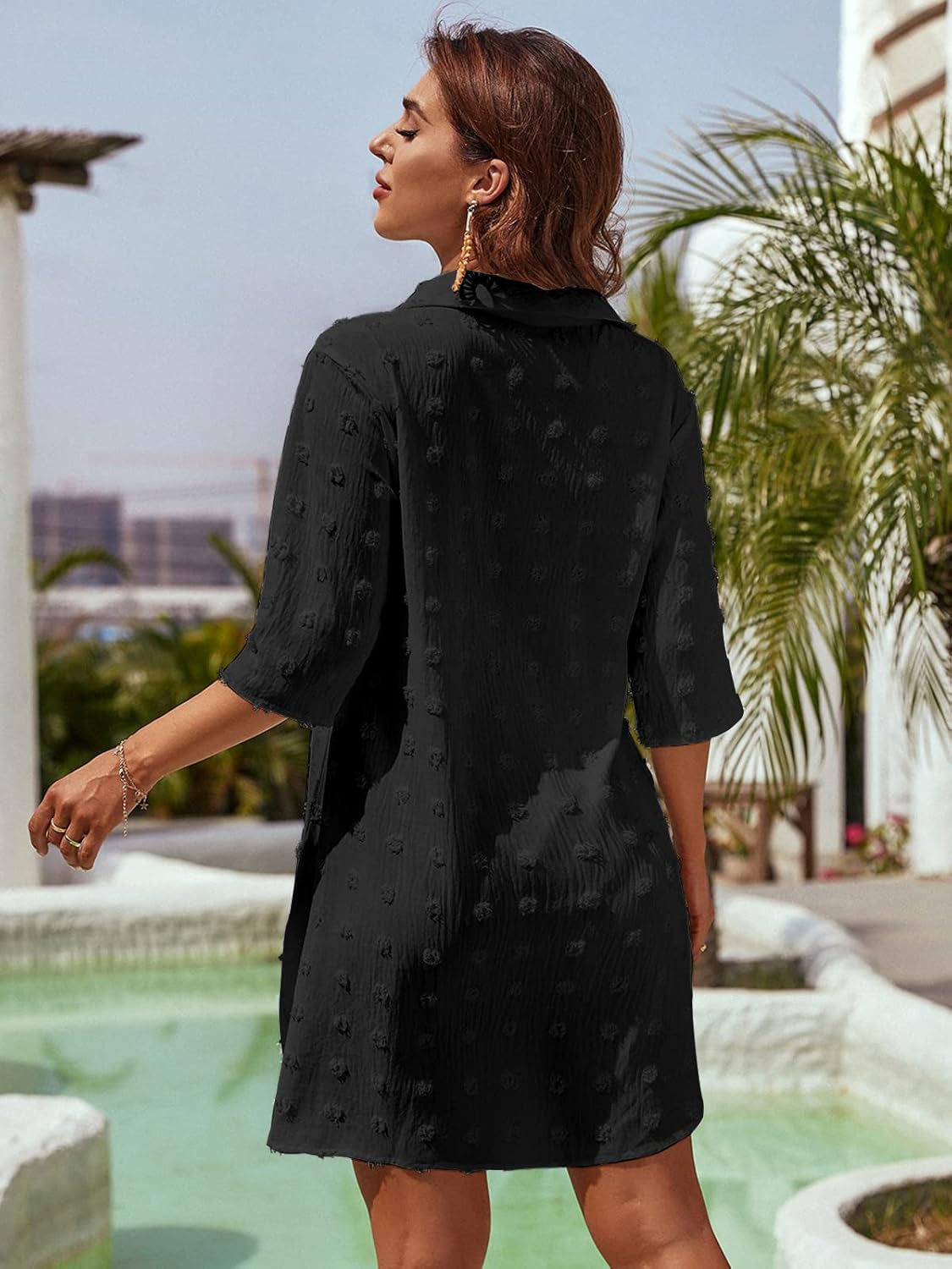 Womens Swimsuit Coverups White Chiffon Bikini Swimwear Beach Cover up Dress Shirt