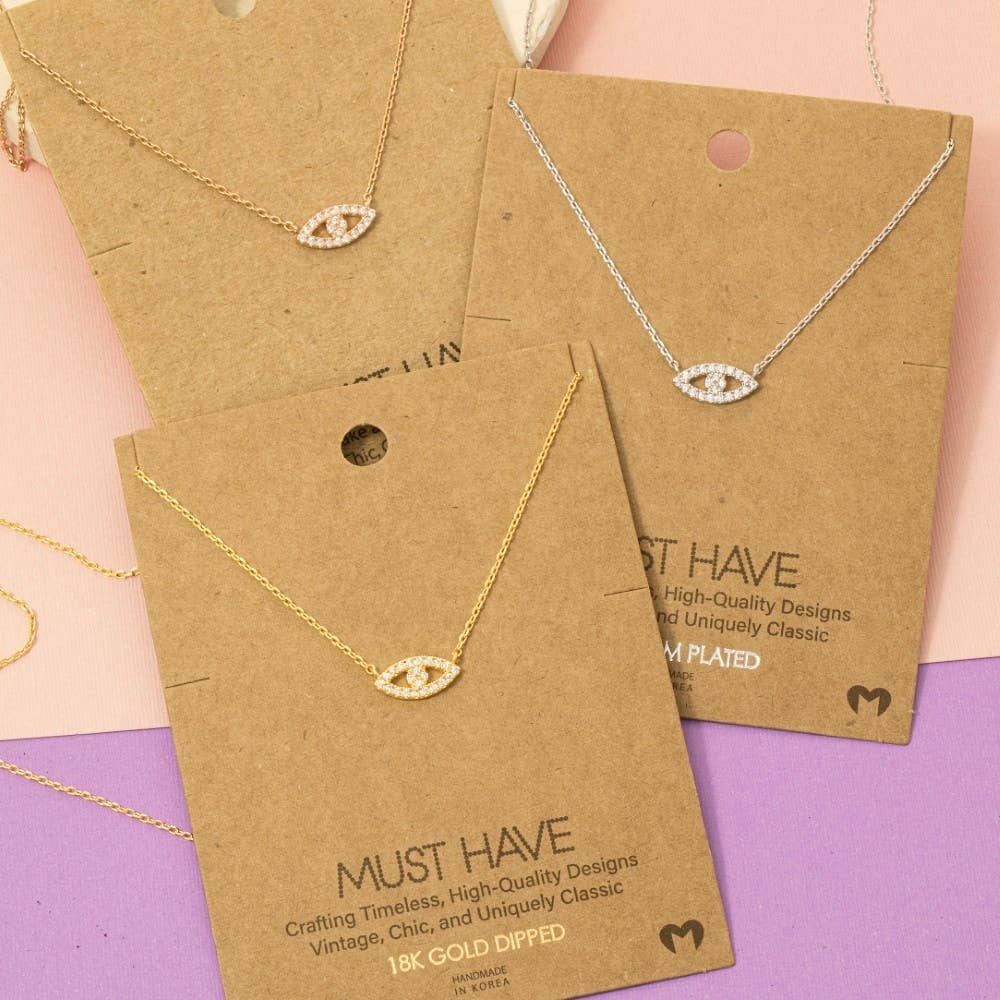 Fame Accessories - Gold Dipped Evil Eye Jewel Pendant Necklace: G