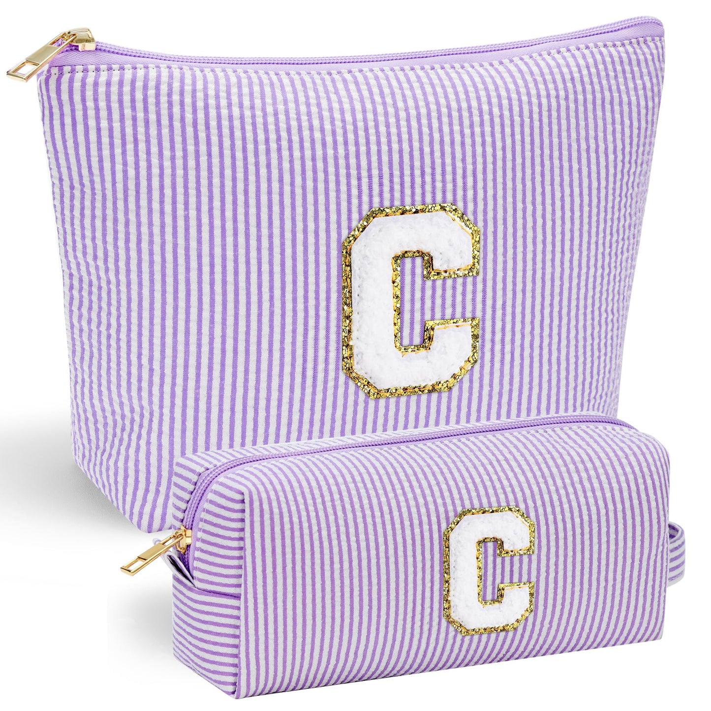 YOOLIFE Personalized Makeup Bag for Women - Monogram Cosmetic Bag Travel Toiletry Bag Brush Holder Birthday Gifts for Women Her Wedding Bridesmaid Friend Sister Teacher Wife Grandma Pink Initial E