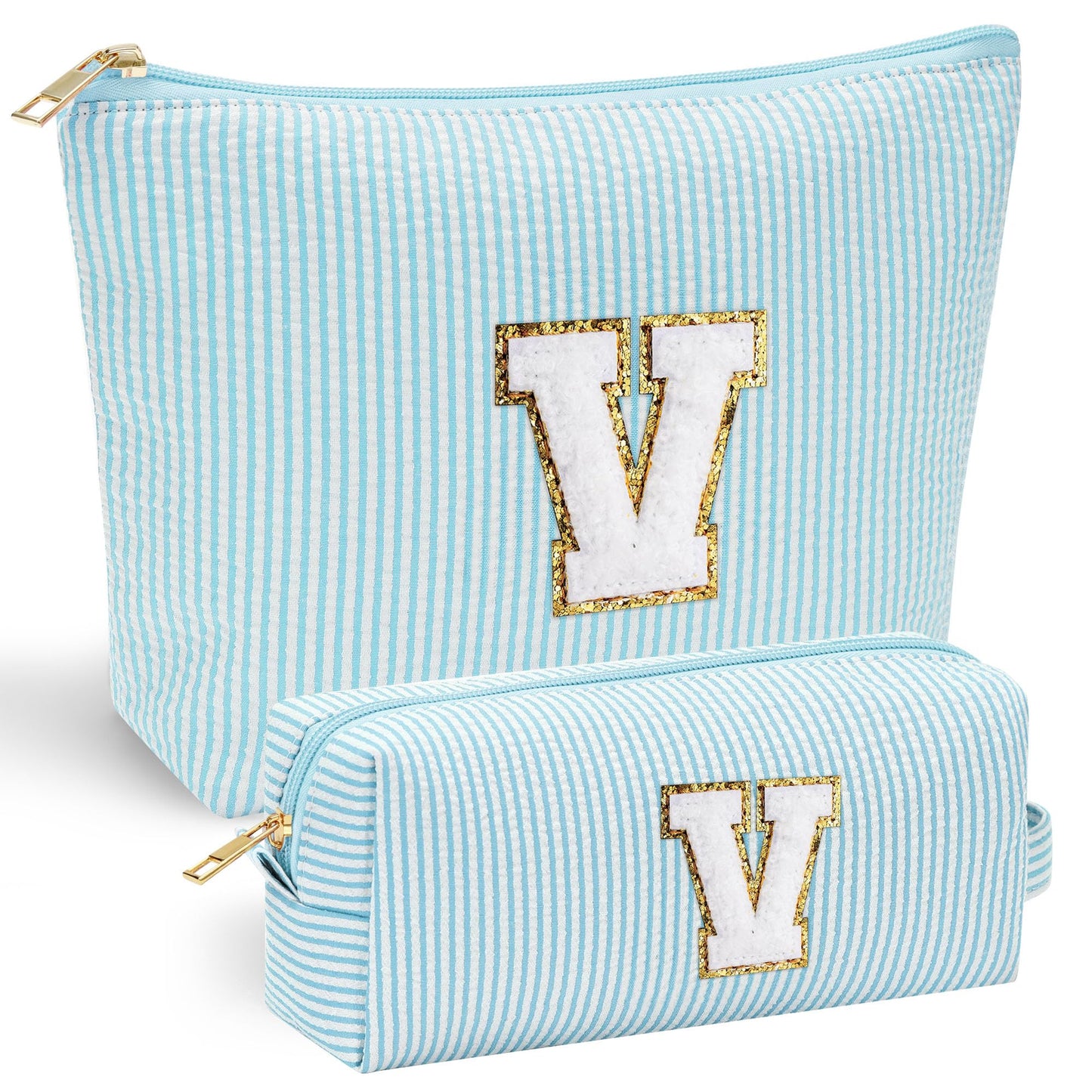 YOOLIFE Personalized Makeup Bag for Women - Monogram Cosmetic Bag Travel Toiletry Bag Brush Holder Birthday Gifts for Women Her Wedding Bridesmaid Friend Sister Teacher Wife Grandma Pink Initial E