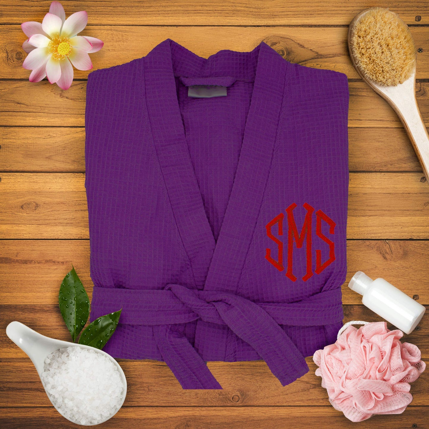 Personalized Waffle Bridesmaid Kimono Robe - Wedding Bridal Party Robes - Women's Bathrobe - Custom Monogrammed