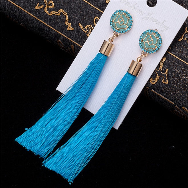 Bohemian Women's Crystal Tassel Earrings