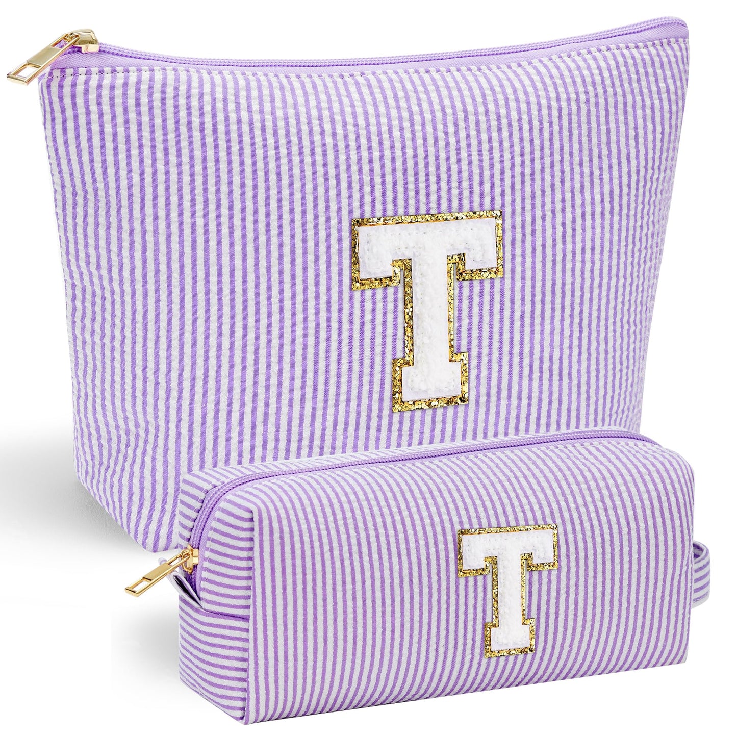 YOOLIFE Personalized Makeup Bag for Women - Monogram Cosmetic Bag Travel Toiletry Bag Brush Holder Birthday Gifts for Women Her Wedding Bridesmaid Friend Sister Teacher Wife Grandma Pink Initial E