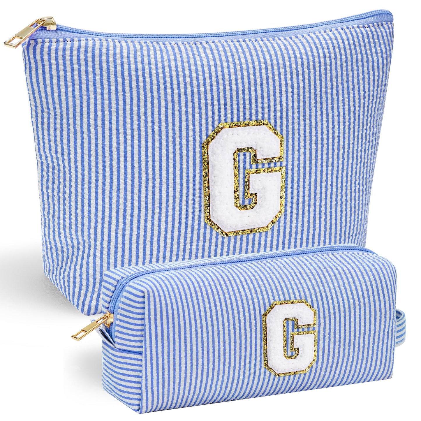 YOOLIFE Personalized Makeup Bag for Women - Monogram Cosmetic Bag Travel Toiletry Bag Brush Holder Birthday Gifts for Women Her Wedding Bridesmaid Friend Sister Teacher Wife Grandma Pink Initial E