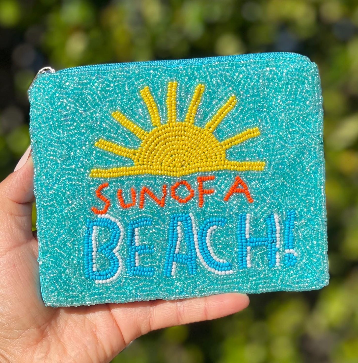 Sun Of A Beach Beaded Coin Purse, Beaded Coin Pouch, Summer Beaded Coin Purse, Small Wallets for Her, Birthday Gifts