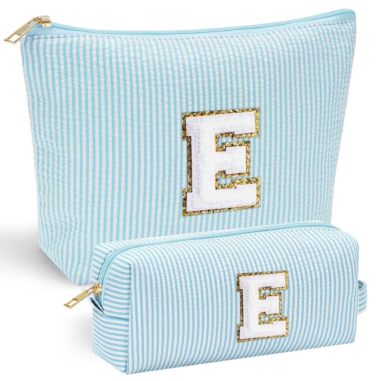 YOOLIFE Personalized Makeup Bag for Women - Monogram Cosmetic Bag Travel Toiletry Bag Brush Holder Birthday Gifts for Women Her Wedding Bridesmaid Friend Sister Teacher Wife Grandma Pink Initial E