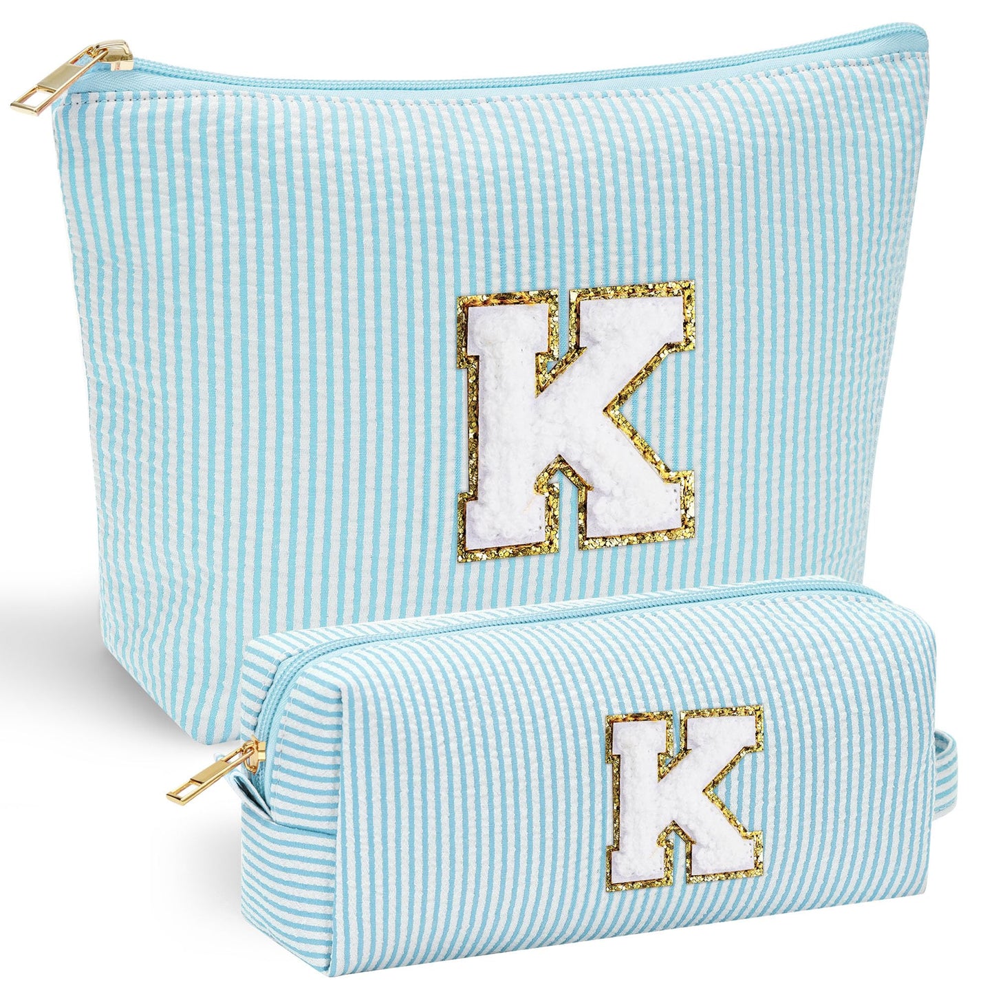 YOOLIFE Personalized Makeup Bag for Women - Monogram Cosmetic Bag Travel Toiletry Bag Brush Holder Birthday Gifts for Women Her Wedding Bridesmaid Friend Sister Teacher Wife Grandma Pink Initial E