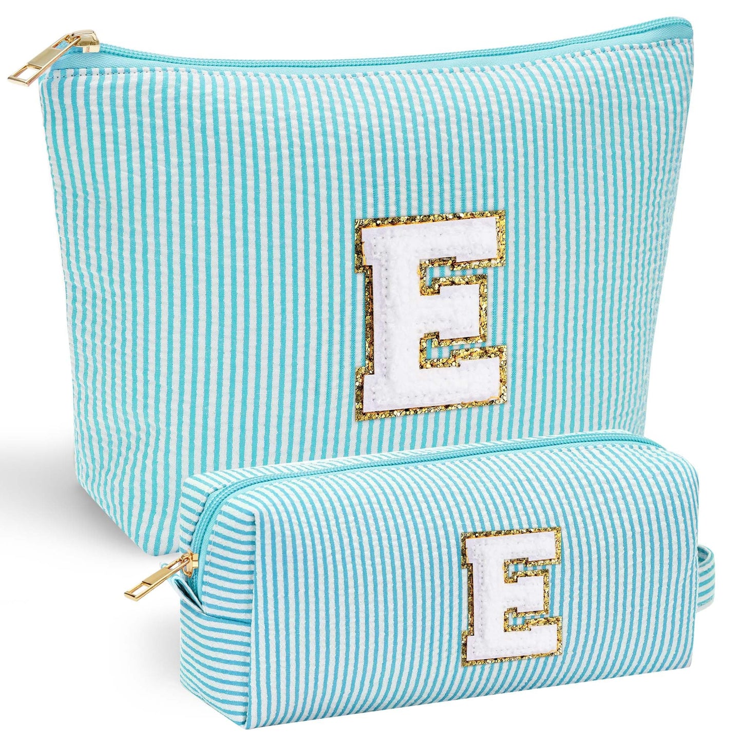 YOOLIFE Personalized Makeup Bag for Women - Monogram Cosmetic Bag Travel Toiletry Bag Brush Holder Birthday Gifts for Women Her Wedding Bridesmaid Friend Sister Teacher Wife Grandma Pink Initial E