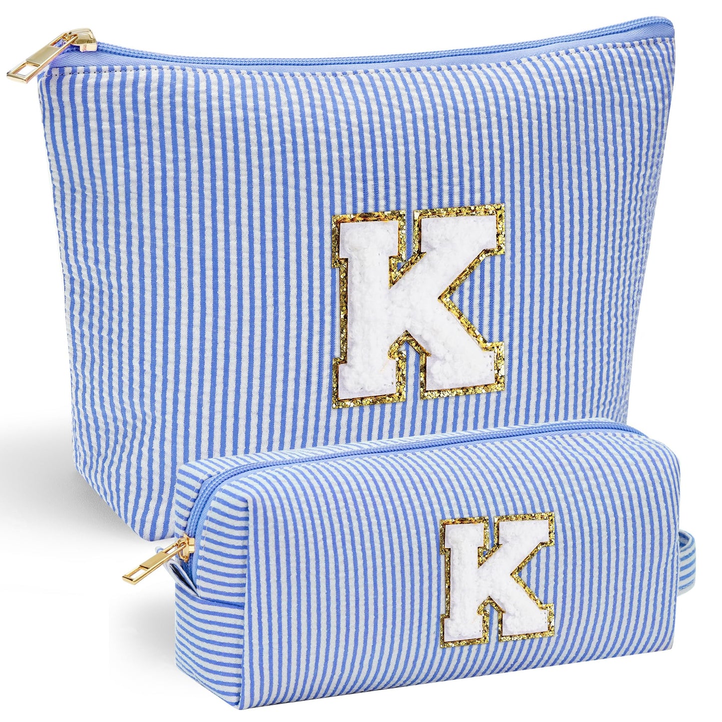 YOOLIFE Personalized Makeup Bag for Women - Monogram Cosmetic Bag Travel Toiletry Bag Brush Holder Birthday Gifts for Women Her Wedding Bridesmaid Friend Sister Teacher Wife Grandma Pink Initial E