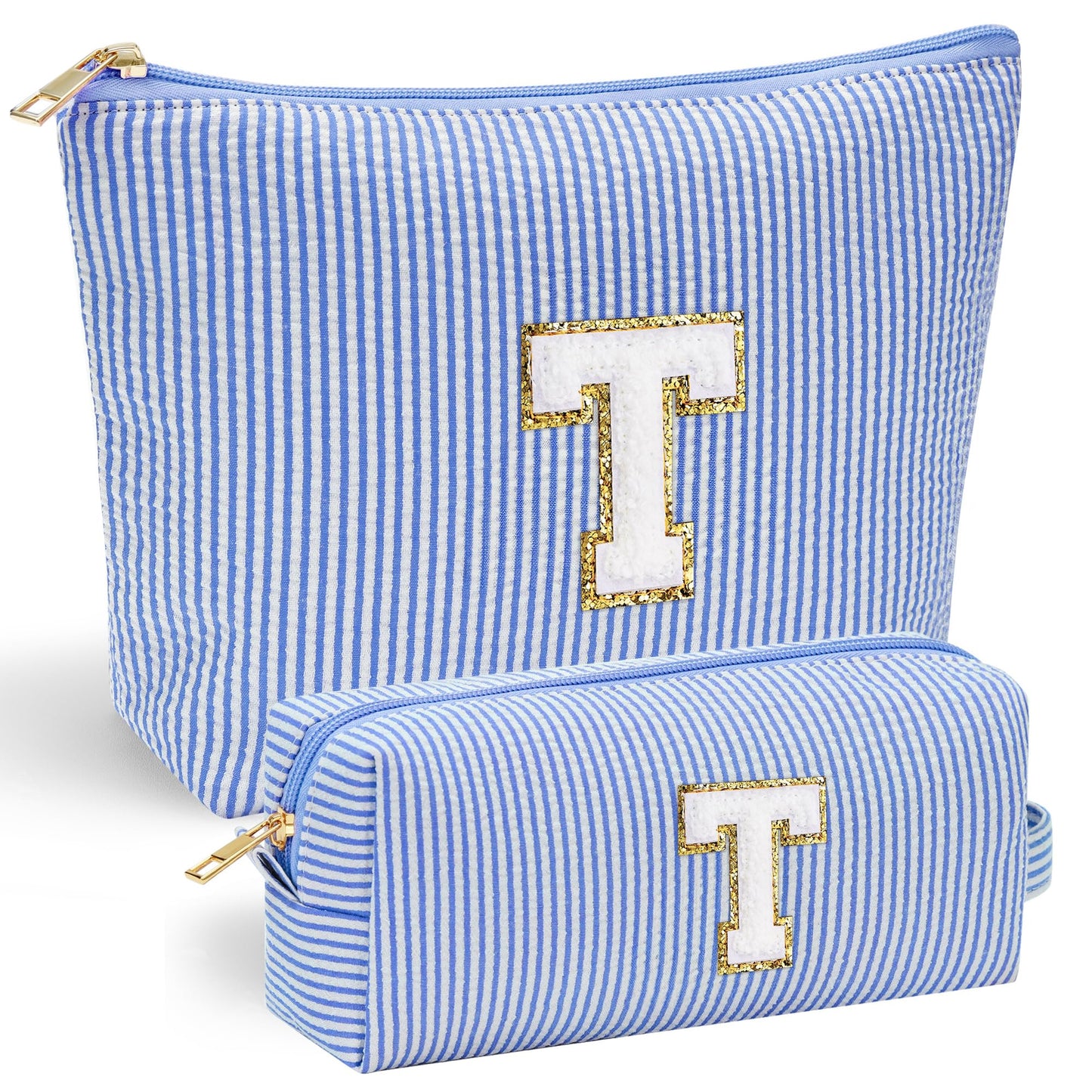 YOOLIFE Personalized Makeup Bag for Women - Monogram Cosmetic Bag Travel Toiletry Bag Brush Holder Birthday Gifts for Women Her Wedding Bridesmaid Friend Sister Teacher Wife Grandma Pink Initial E