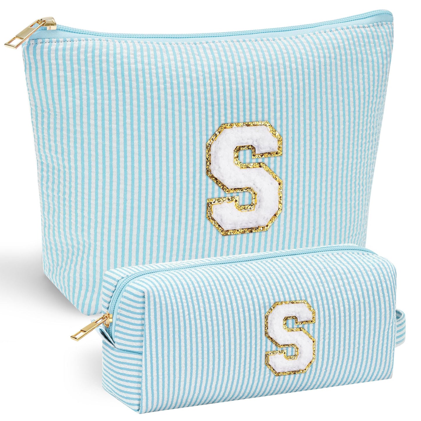 YOOLIFE Personalized Makeup Bag for Women - Monogram Cosmetic Bag Travel Toiletry Bag Brush Holder Birthday Gifts for Women Her Wedding Bridesmaid Friend Sister Teacher Wife Grandma Pink Initial E