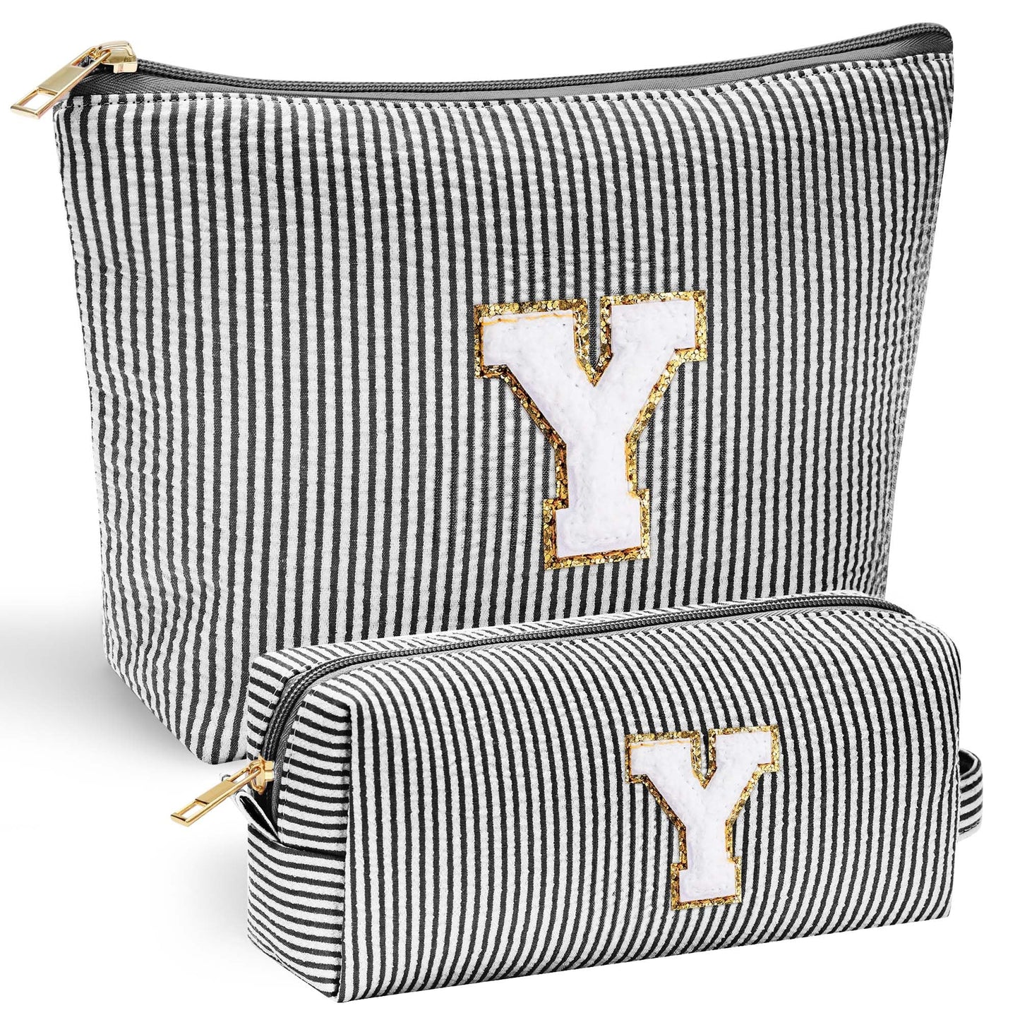 YOOLIFE Personalized Makeup Bag for Women - Monogram Cosmetic Bag Travel Toiletry Bag Brush Holder Birthday Gifts for Women Her Wedding Bridesmaid Friend Sister Teacher Wife Grandma Pink Initial E