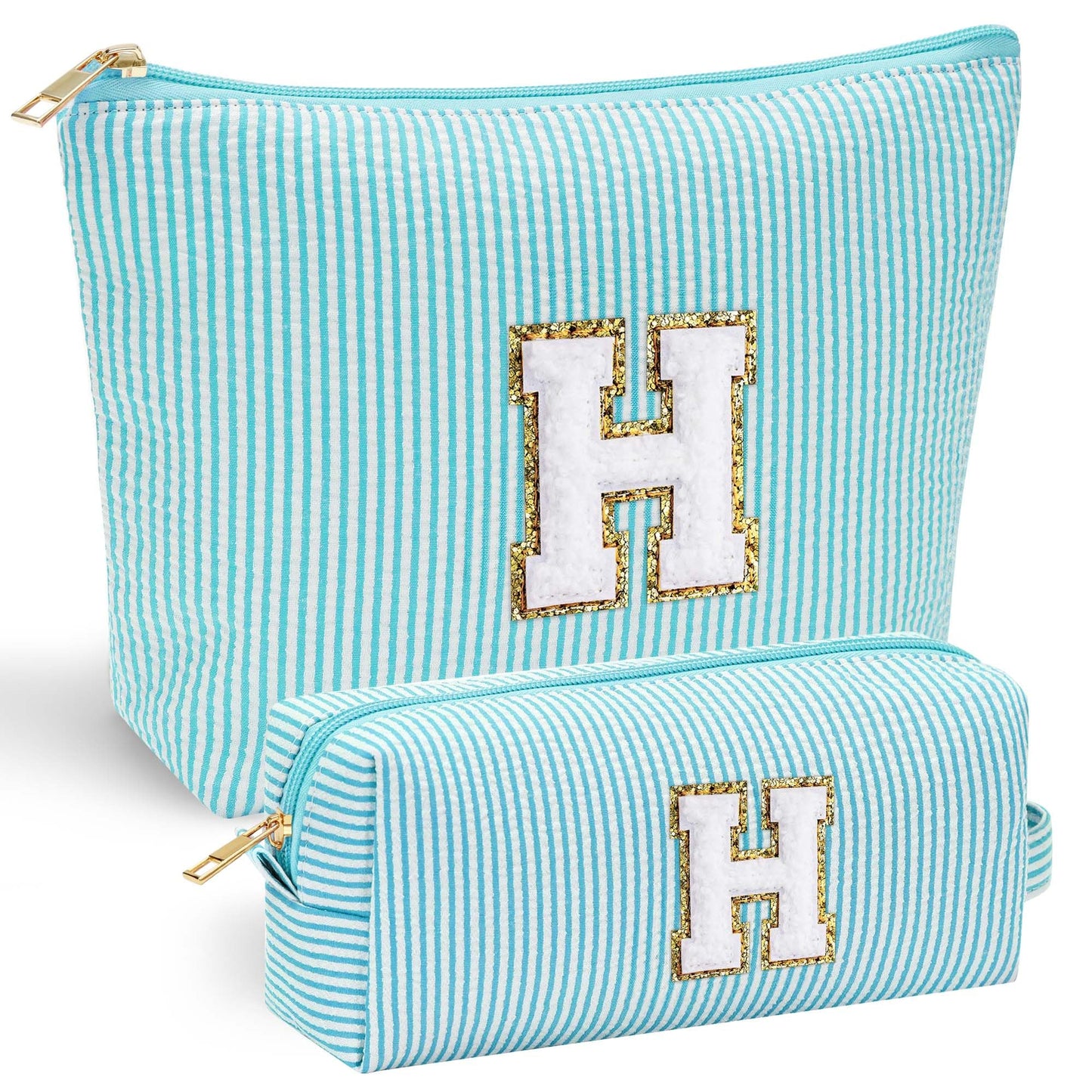 YOOLIFE Personalized Makeup Bag for Women - Monogram Cosmetic Bag Travel Toiletry Bag Brush Holder Birthday Gifts for Women Her Wedding Bridesmaid Friend Sister Teacher Wife Grandma Pink Initial E