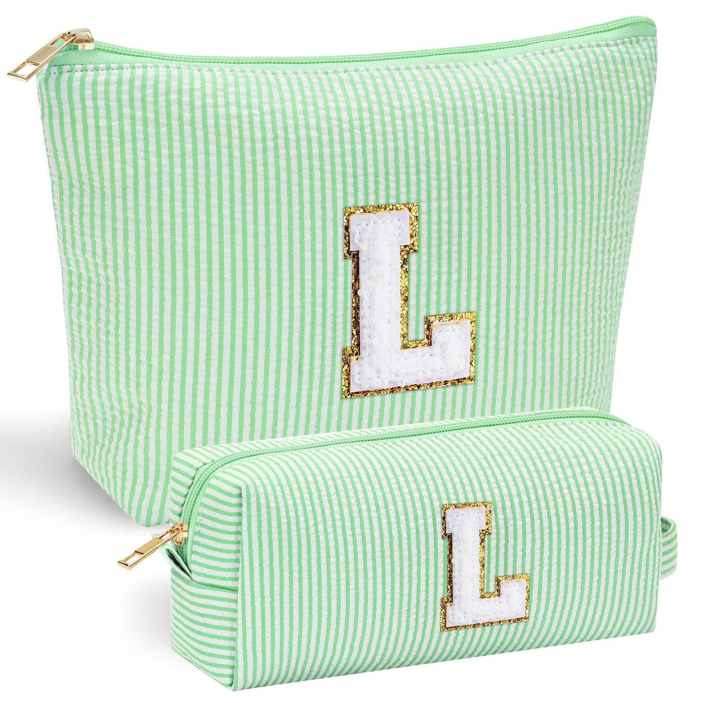 YOOLIFE Personalized Makeup Bag for Women - Monogram Cosmetic Bag Travel Toiletry Bag Brush Holder Birthday Gifts for Women Her Wedding Bridesmaid Friend Sister Teacher Wife Grandma Pink Initial E