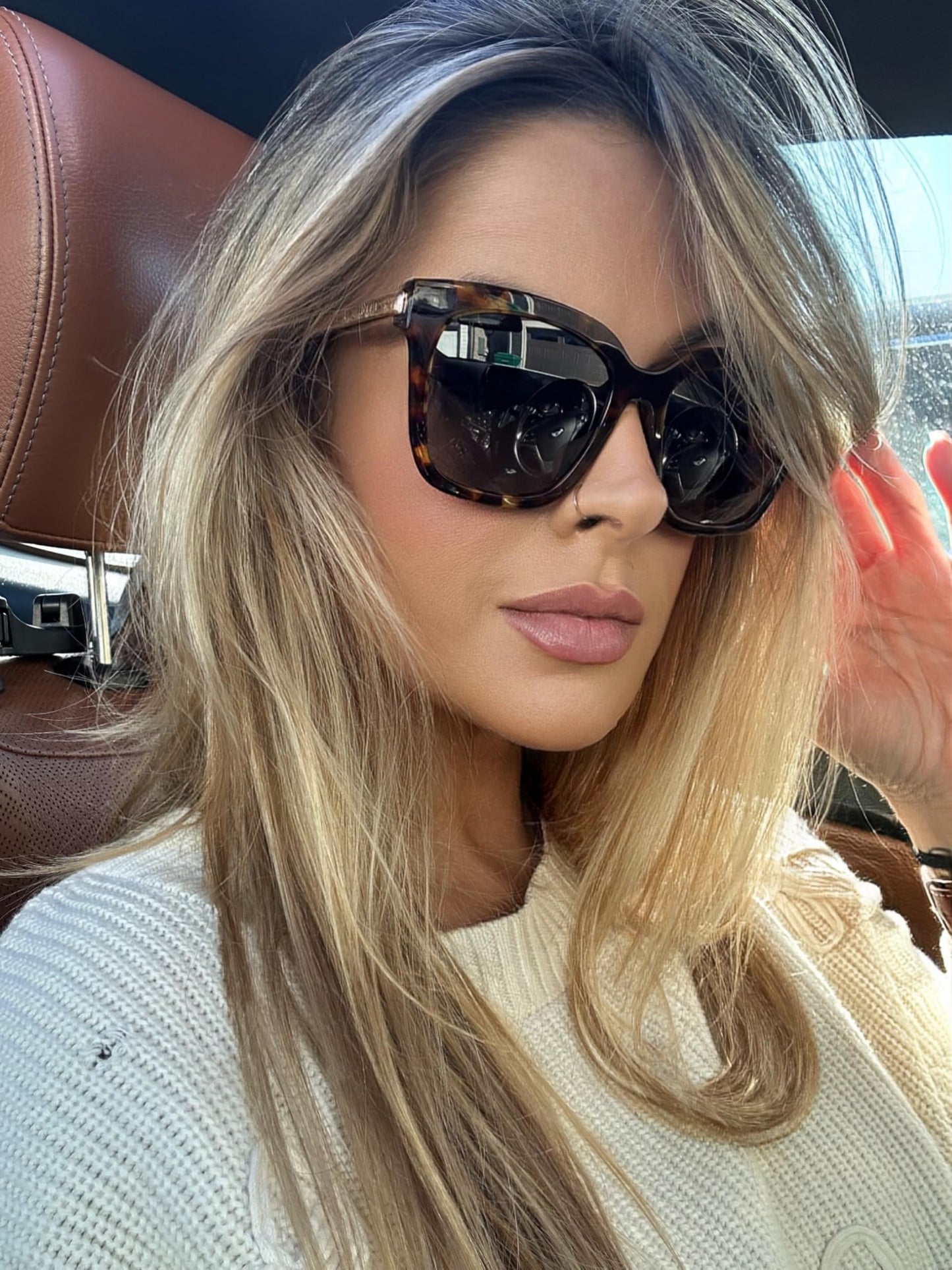 DIFF Bella Designer Square Oversized Sunglasses for Women UV400 Protection, Tortoise frame w/giftable travel case