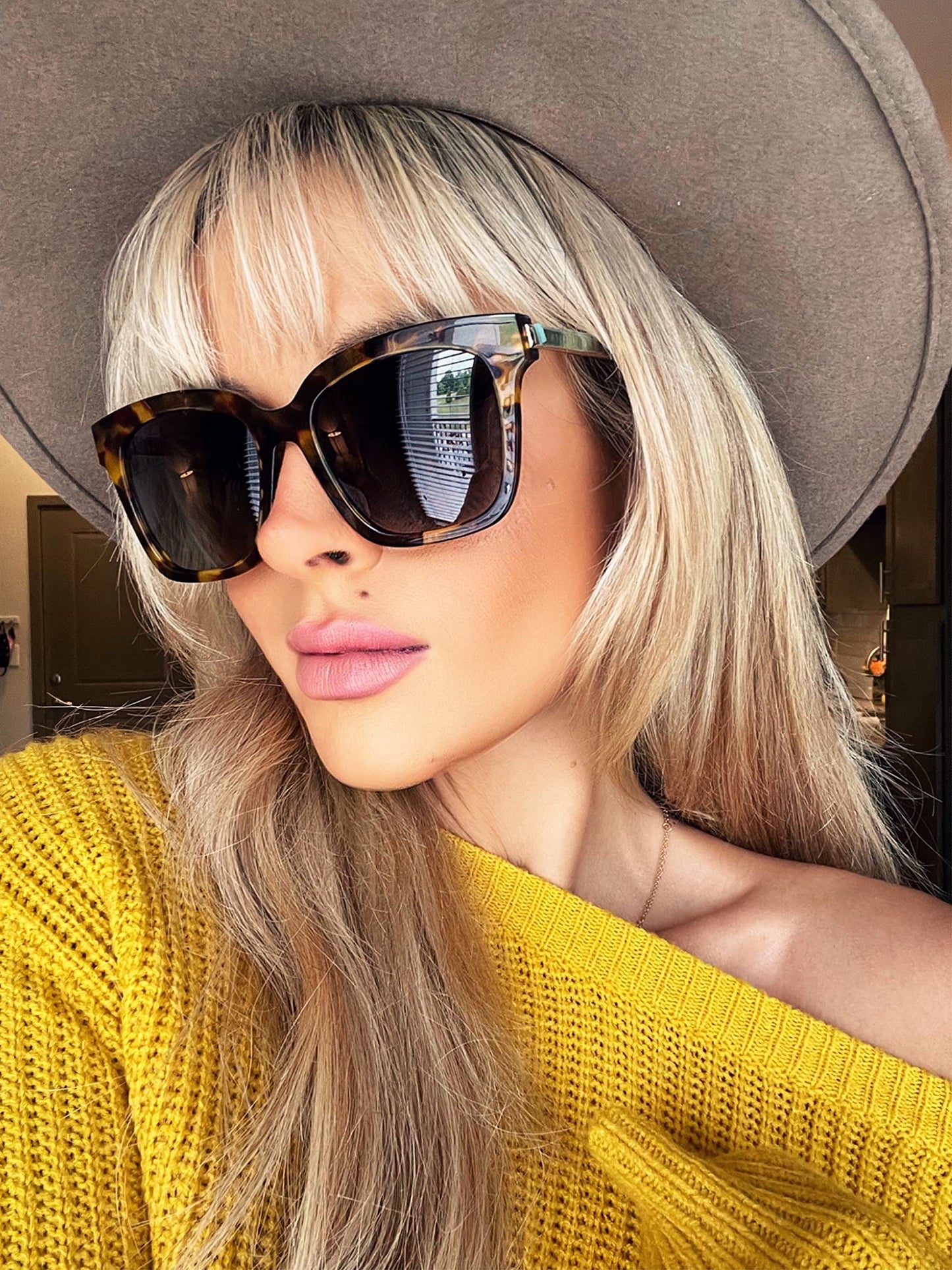 DIFF Bella Designer Square Oversized Sunglasses for Women UV400 Protection, Tortoise frame w/giftable travel case