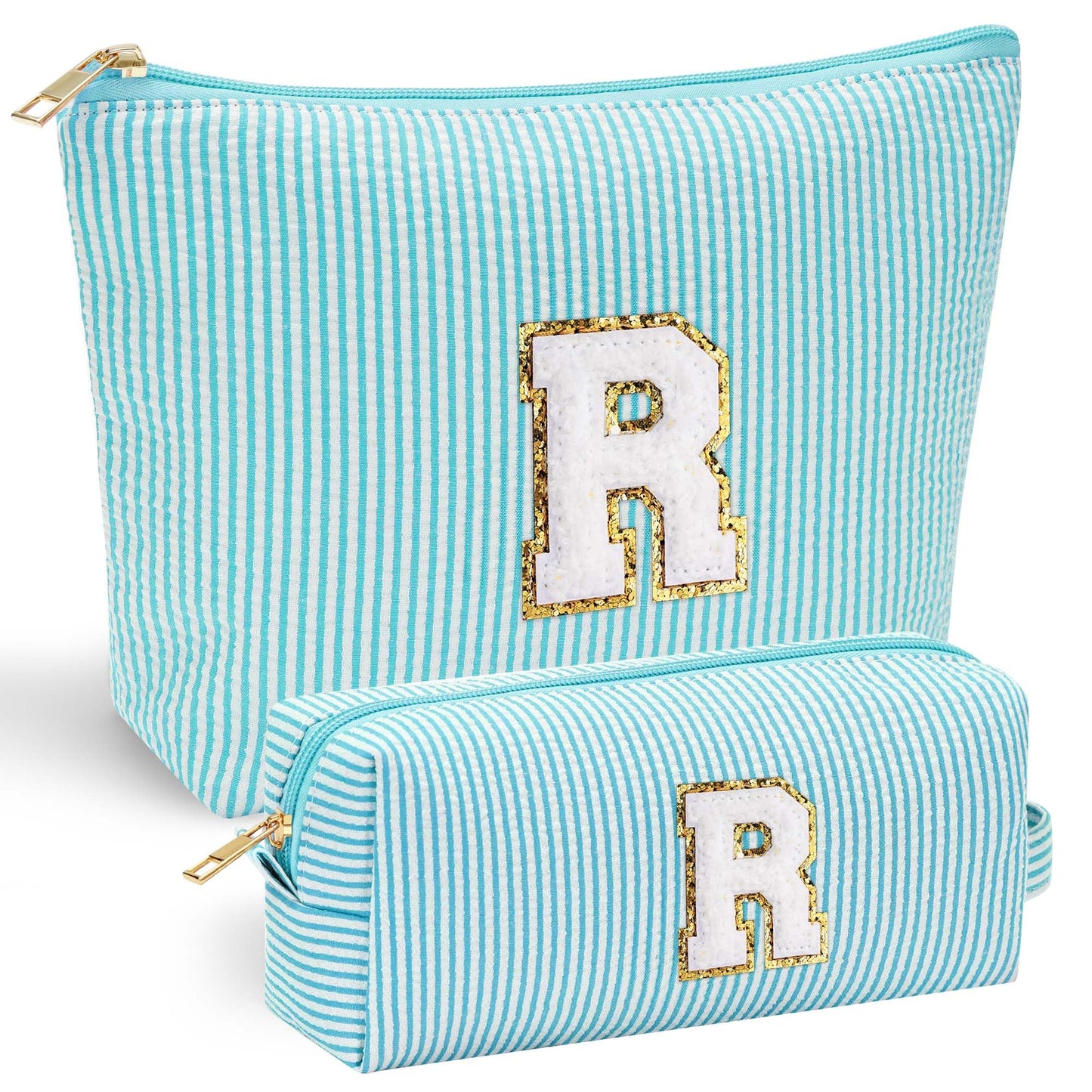 YOOLIFE Personalized Makeup Bag for Women - Monogram Cosmetic Bag Travel Toiletry Bag Brush Holder Birthday Gifts for Women Her Wedding Bridesmaid Friend Sister Teacher Wife Grandma Pink Initial E