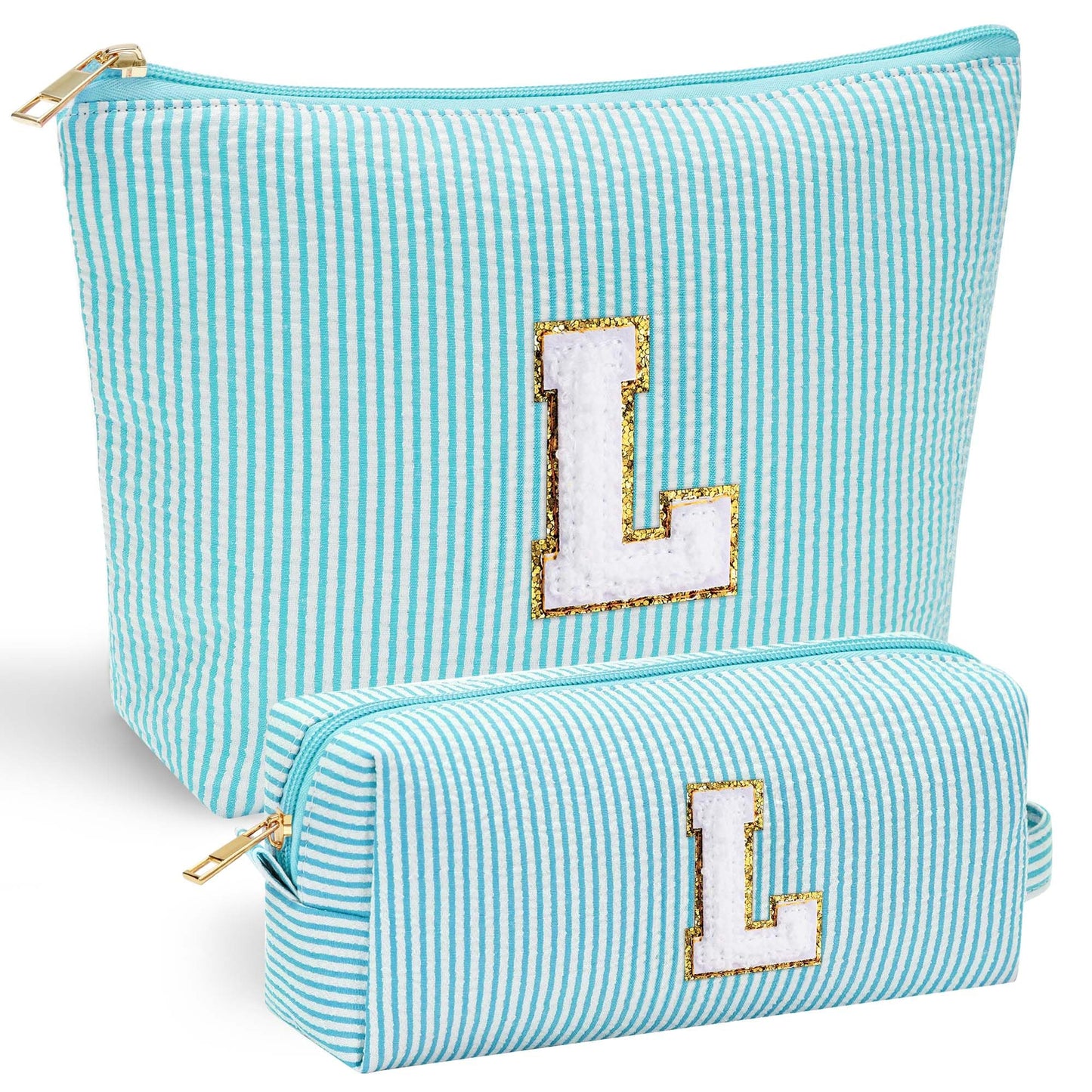 YOOLIFE Personalized Makeup Bag for Women - Monogram Cosmetic Bag Travel Toiletry Bag Brush Holder Birthday Gifts for Women Her Wedding Bridesmaid Friend Sister Teacher Wife Grandma Pink Initial E