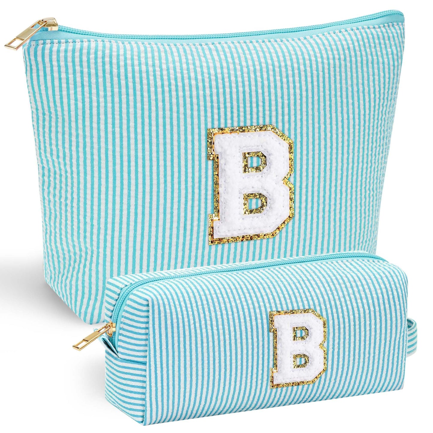 YOOLIFE Personalized Makeup Bag for Women - Monogram Cosmetic Bag Travel Toiletry Bag Brush Holder Birthday Gifts for Women Her Wedding Bridesmaid Friend Sister Teacher Wife Grandma Pink Initial E