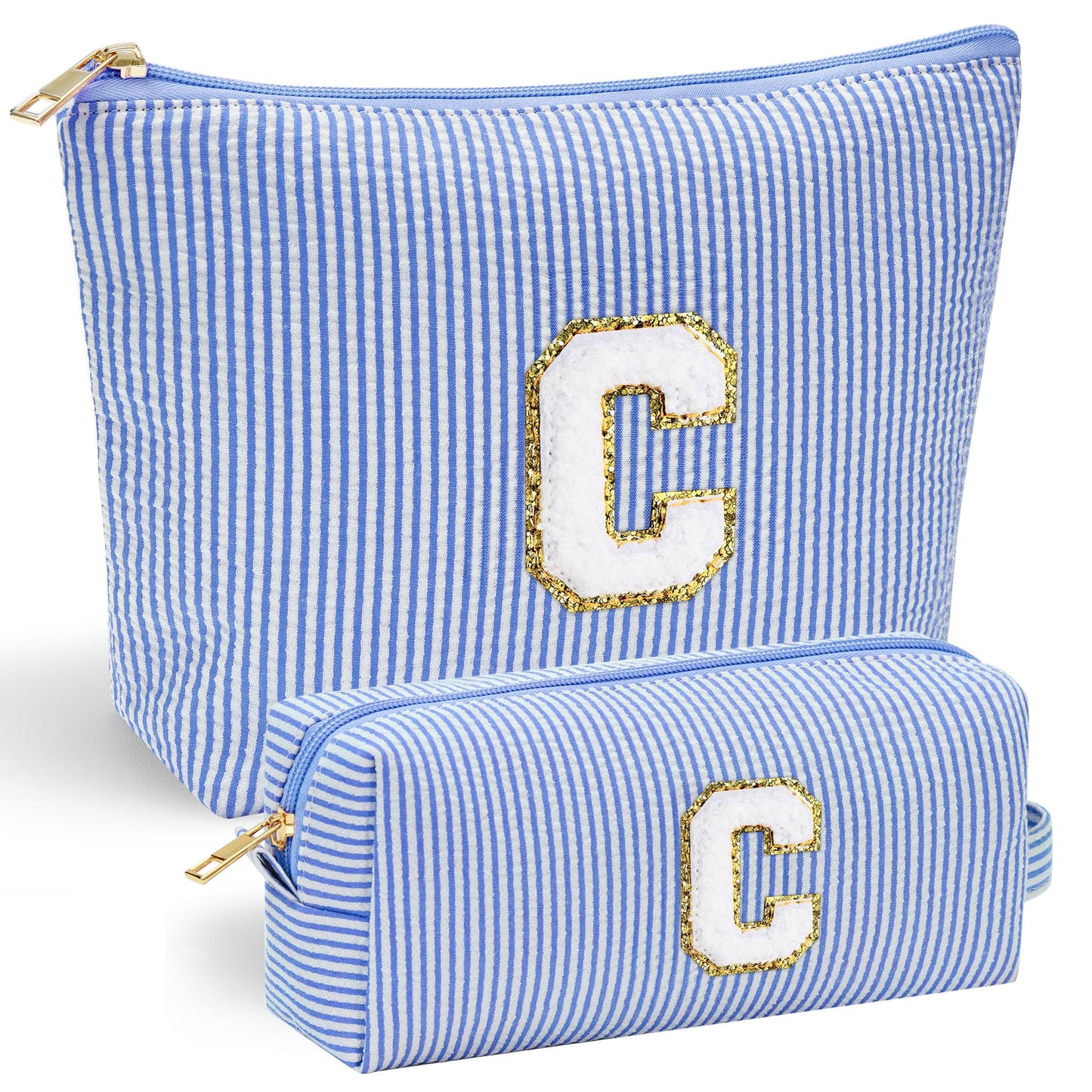 YOOLIFE Personalized Makeup Bag for Women - Monogram Cosmetic Bag Travel Toiletry Bag Brush Holder Birthday Gifts for Women Her Wedding Bridesmaid Friend Sister Teacher Wife Grandma Pink Initial E