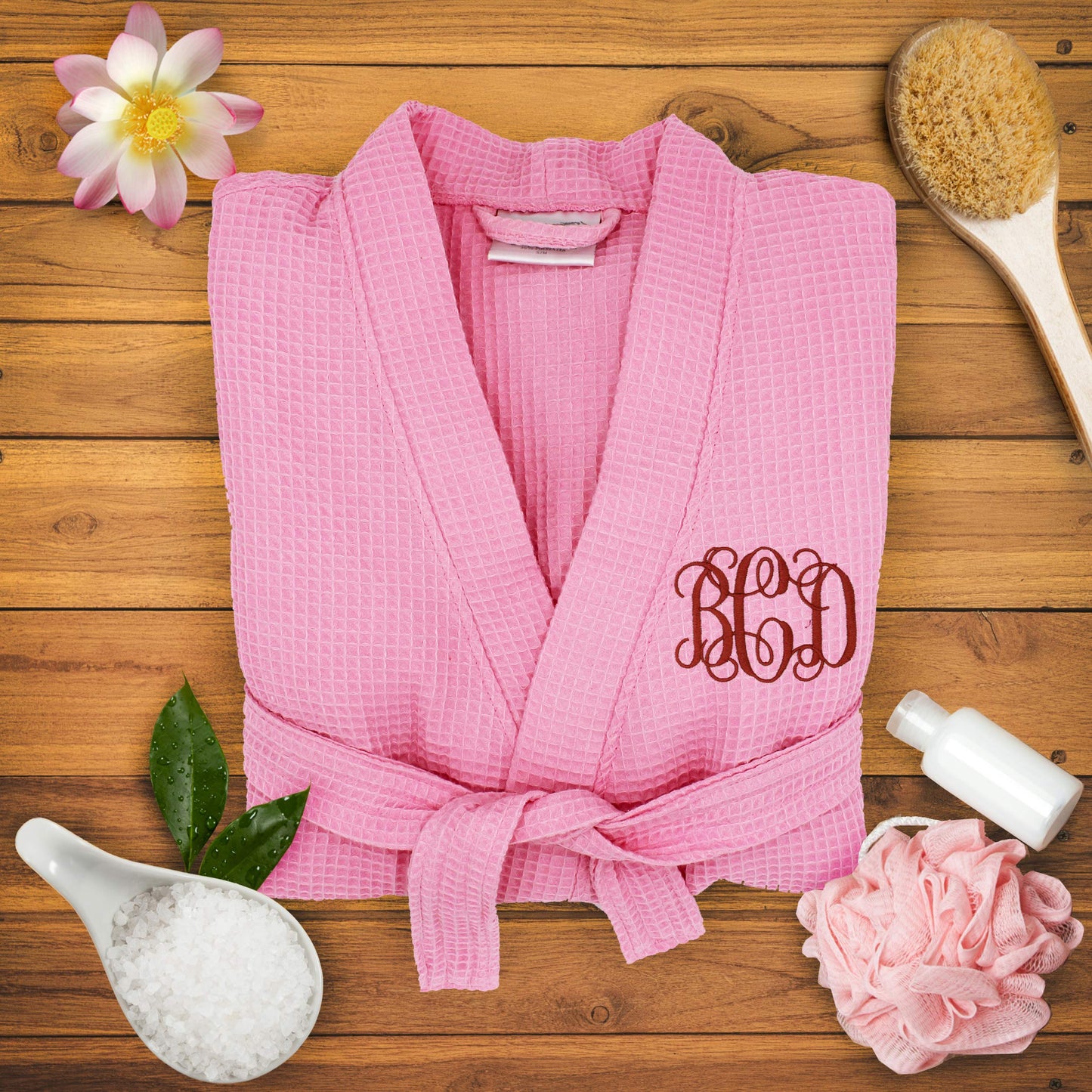 Personalized Waffle Bridesmaid Kimono Robe - Wedding Bridal Party Robes - Women's Bathrobe - Custom Monogrammed
