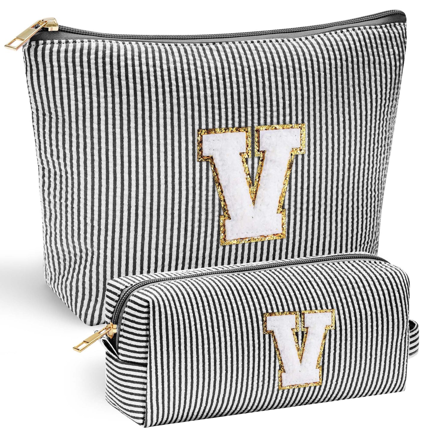 YOOLIFE Personalized Makeup Bag for Women - Monogram Cosmetic Bag Travel Toiletry Bag Brush Holder Birthday Gifts for Women Her Wedding Bridesmaid Friend Sister Teacher Wife Grandma Pink Initial E