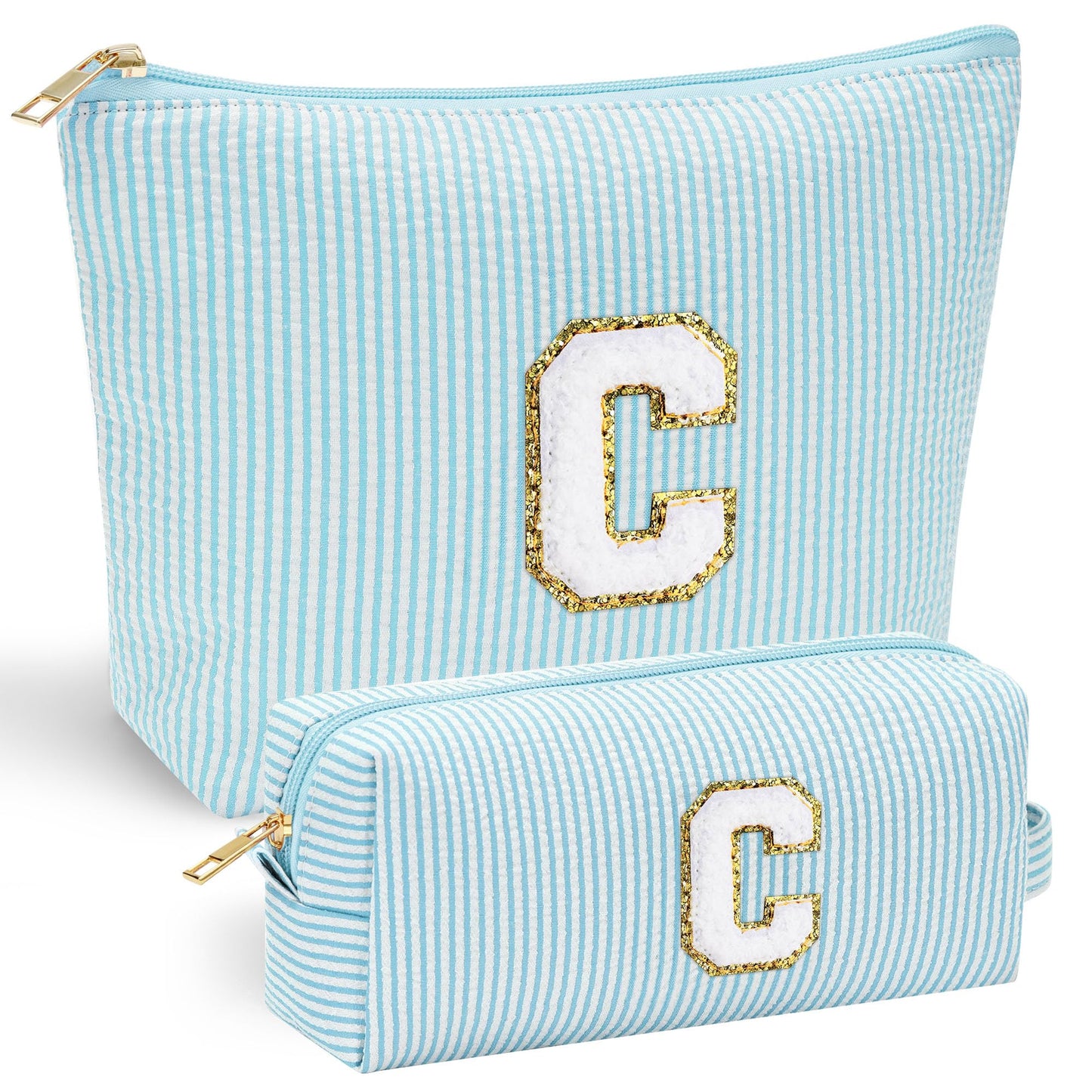 YOOLIFE Personalized Makeup Bag for Women - Monogram Cosmetic Bag Travel Toiletry Bag Brush Holder Birthday Gifts for Women Her Wedding Bridesmaid Friend Sister Teacher Wife Grandma Pink Initial E