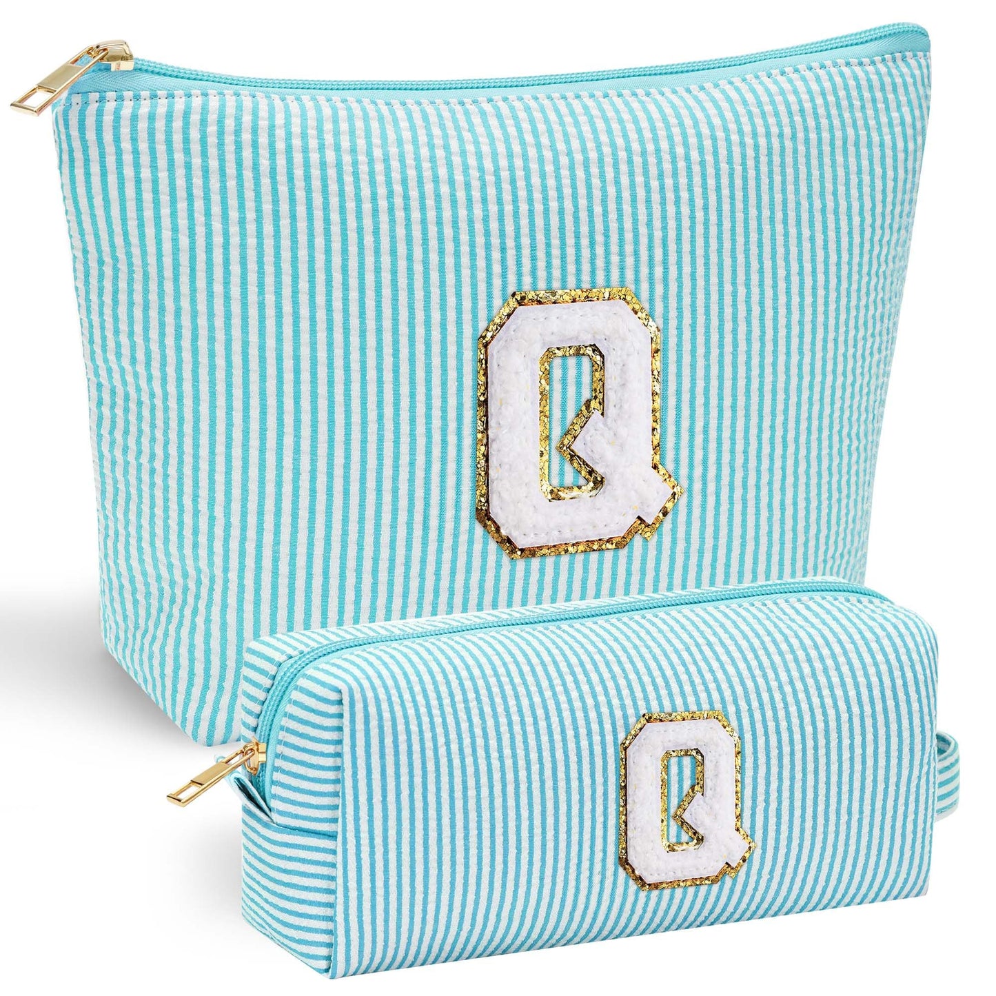 YOOLIFE Personalized Makeup Bag for Women - Monogram Cosmetic Bag Travel Toiletry Bag Brush Holder Birthday Gifts for Women Her Wedding Bridesmaid Friend Sister Teacher Wife Grandma Pink Initial E