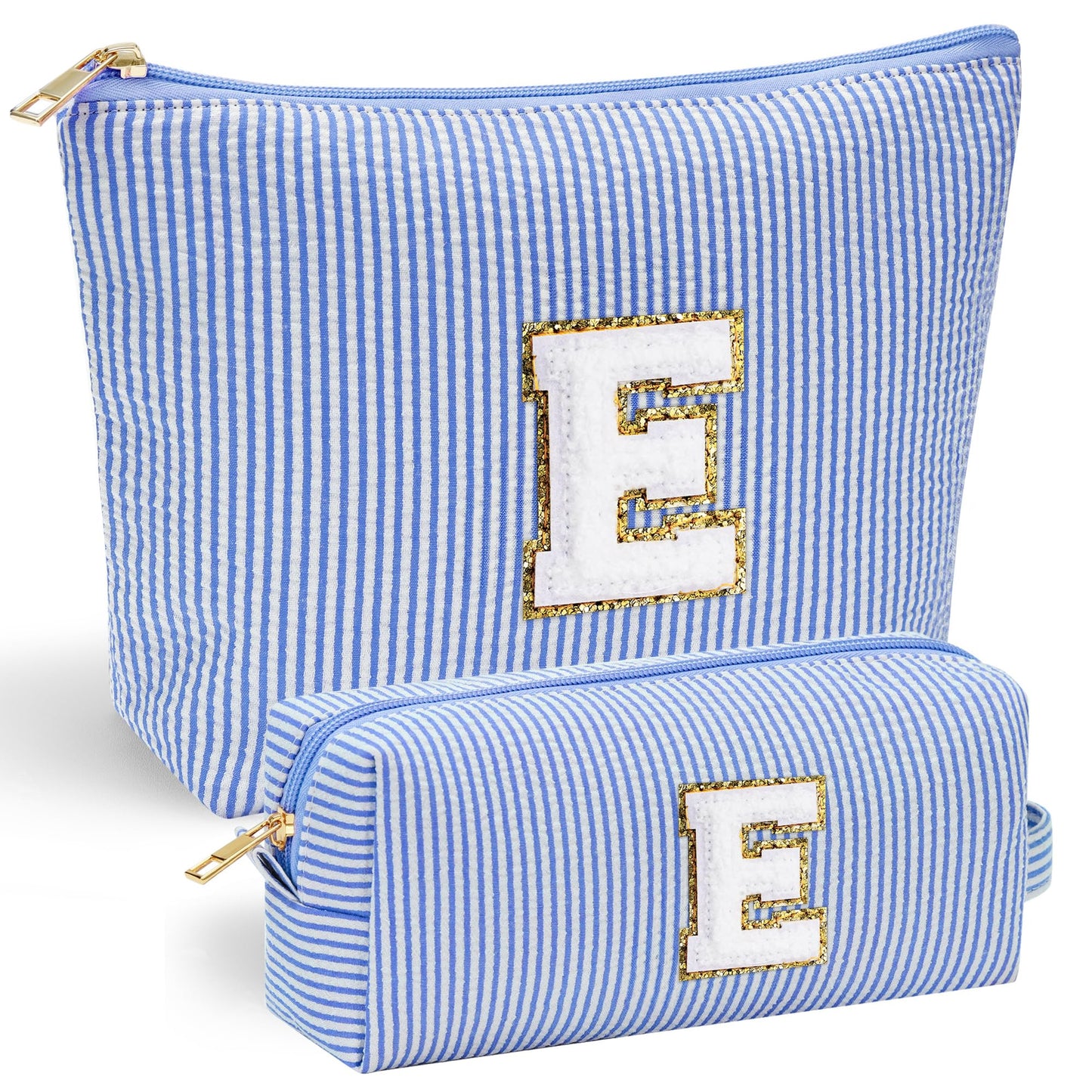 YOOLIFE Personalized Makeup Bag for Women - Monogram Cosmetic Bag Travel Toiletry Bag Brush Holder Birthday Gifts for Women Her Wedding Bridesmaid Friend Sister Teacher Wife Grandma Pink Initial E