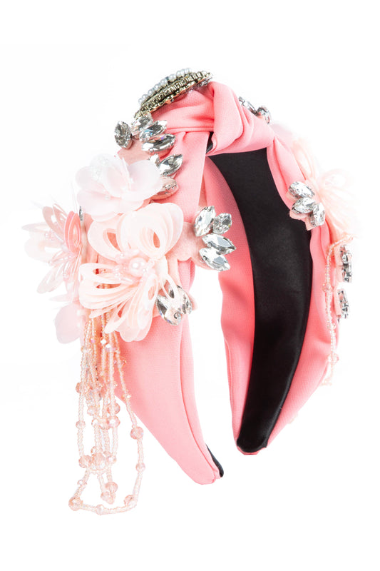 Ole - Floral Seed Bead Tassel Rhinestone Headband