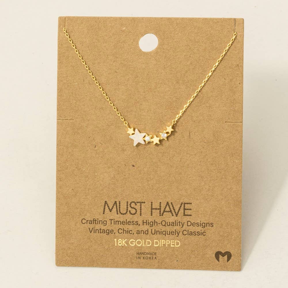 Fame Accessories - Dainty Multi Star Charm Necklace: R