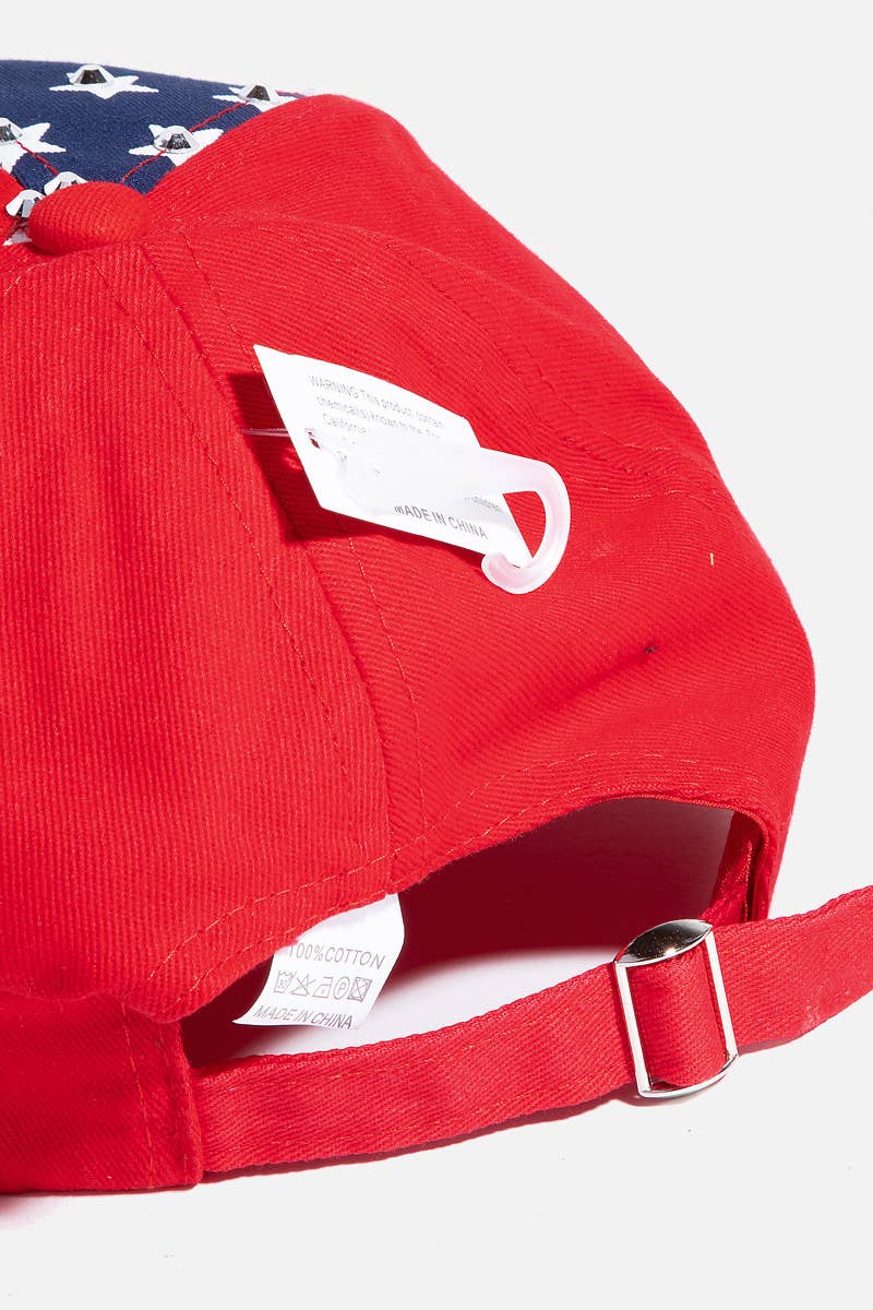 Collections by Fame Accessories - Studded American Flag Cap: BL