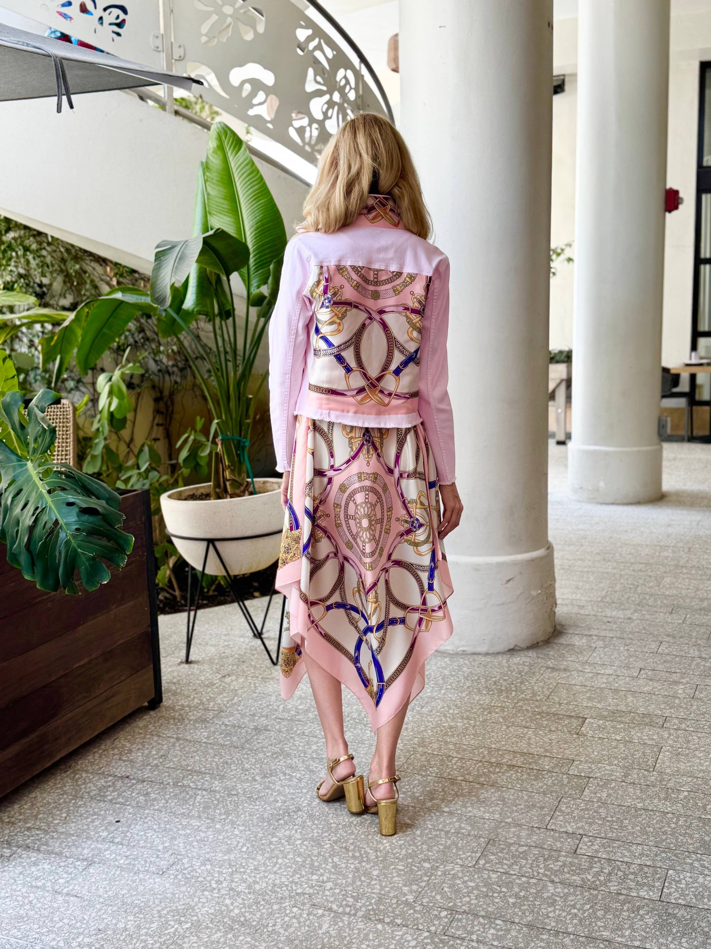 Stacy Bradley Design - The Pink Denim Jacket / Purple Stirrup: Medium