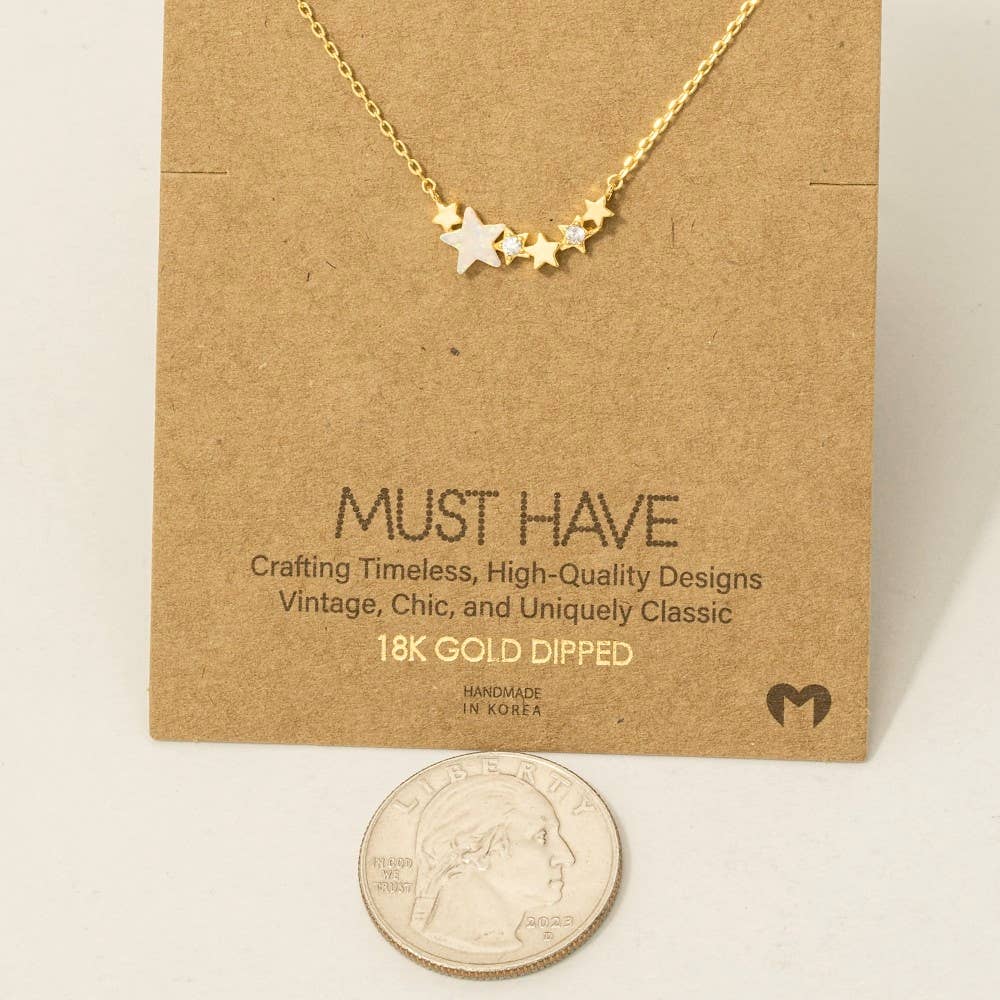 Fame Accessories - Dainty Multi Star Charm Necklace: S