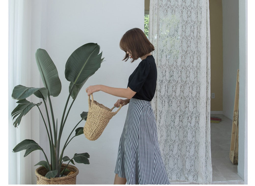 Women's Half Moon Woven Rattan Bag