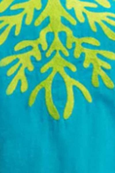 Gretchen Scott LLC - Wash / Wear Embroidered Caftan - The Reef: Coral/Turq / M