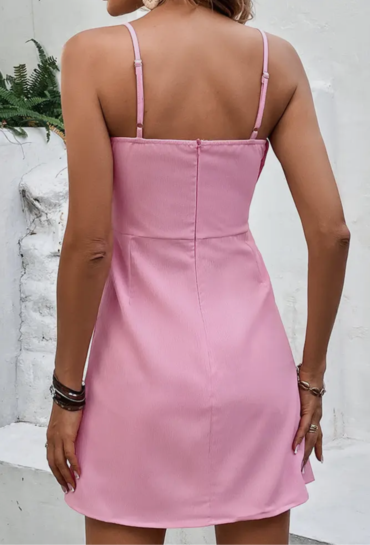 Pink Bowknot Sling Mini Dress