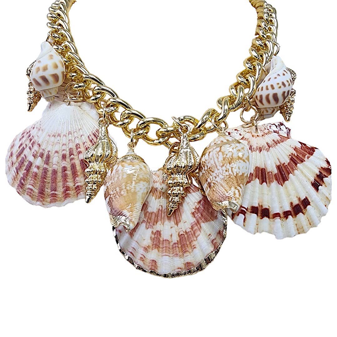 Bijoux Envie Designer Statement Jewelry - Seashell Necklace | Charm Necklace | Chain | Coastal | Beach