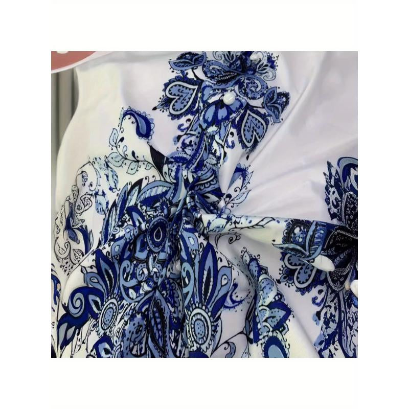 Women'S Fashion V-Neck Long Sleeve Bohemian Print Dress, Comfortable and Elegant, Perfect for Various Occasions, Showcasing Unique Charm