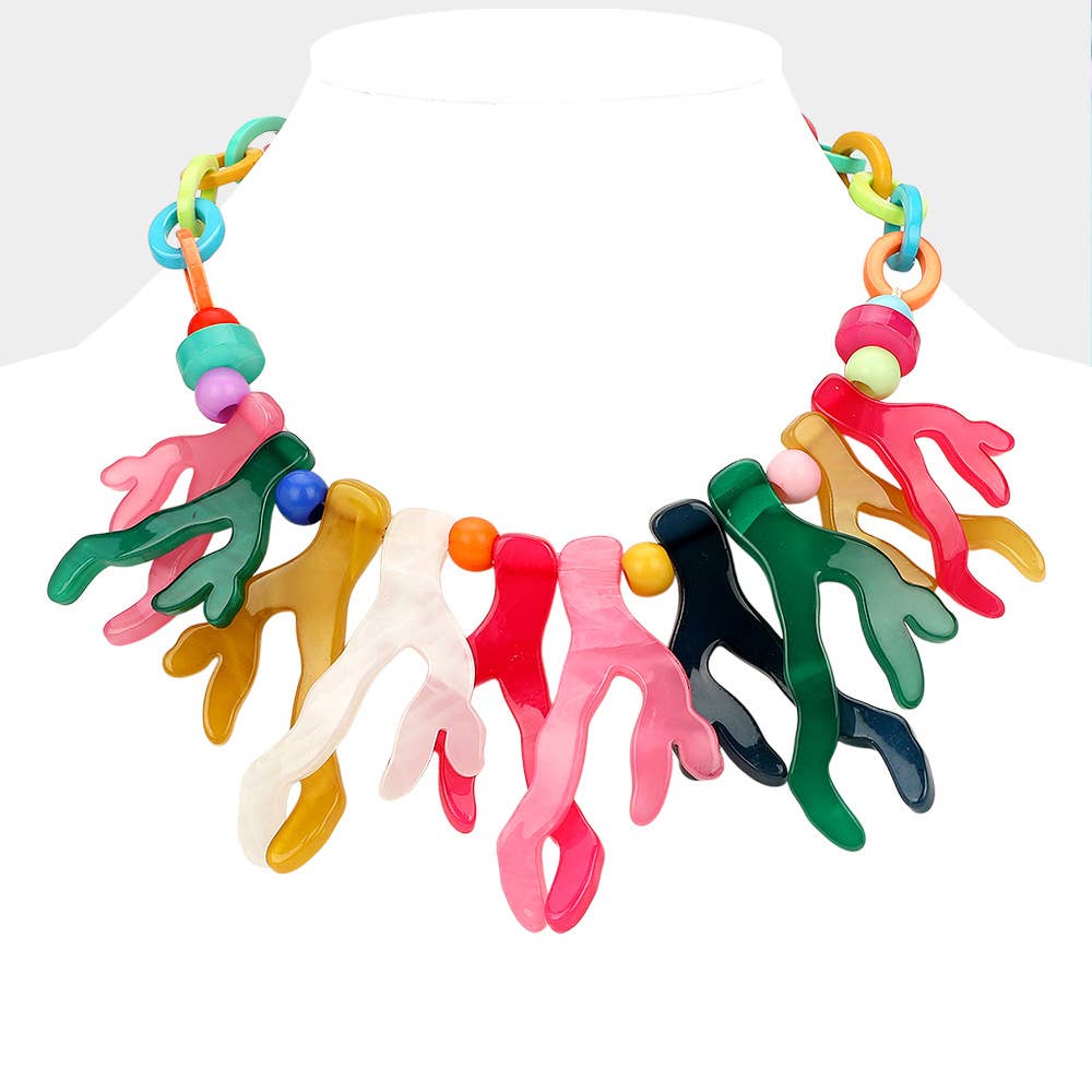 Sensibling Corp. - Celluloid Acetate Coral Beaded Collar Necklace: Red