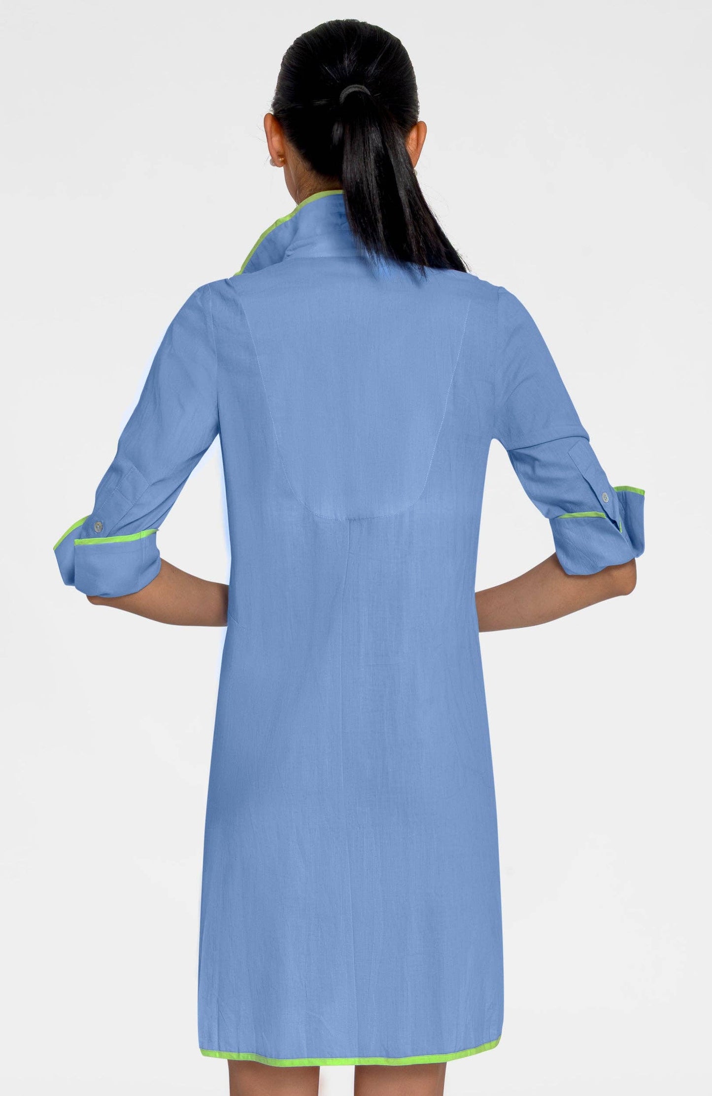 Gretchen Scott LLC - Shirt Tails Short Dress - Cotton: Turquoise / S
