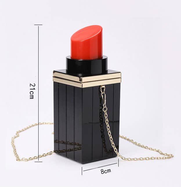 Ole - Acrylic Lipstick Evening Bags : Black-Pink