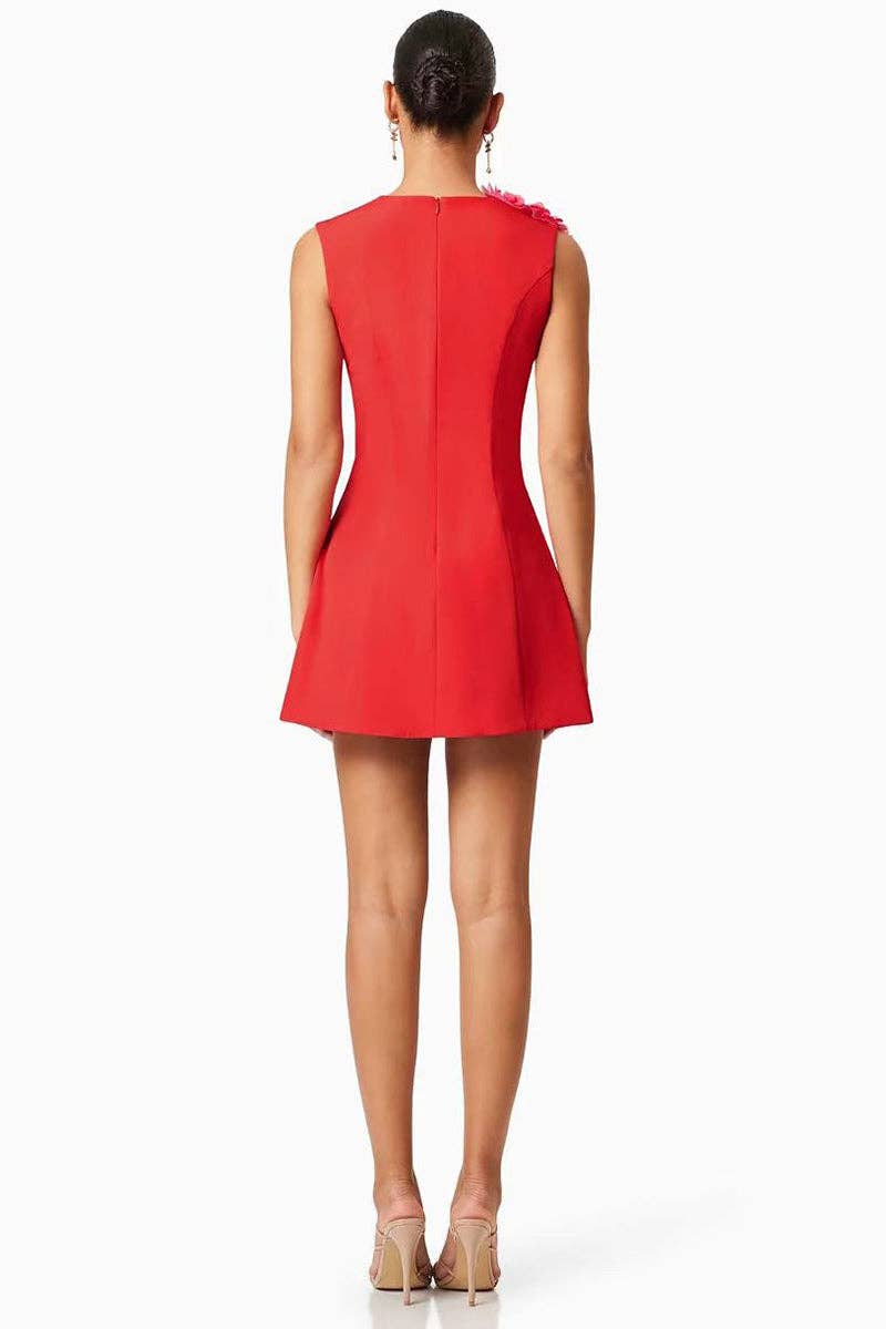 Mccolin - Floral Appliqué Vacation Dress: YELLOW / M