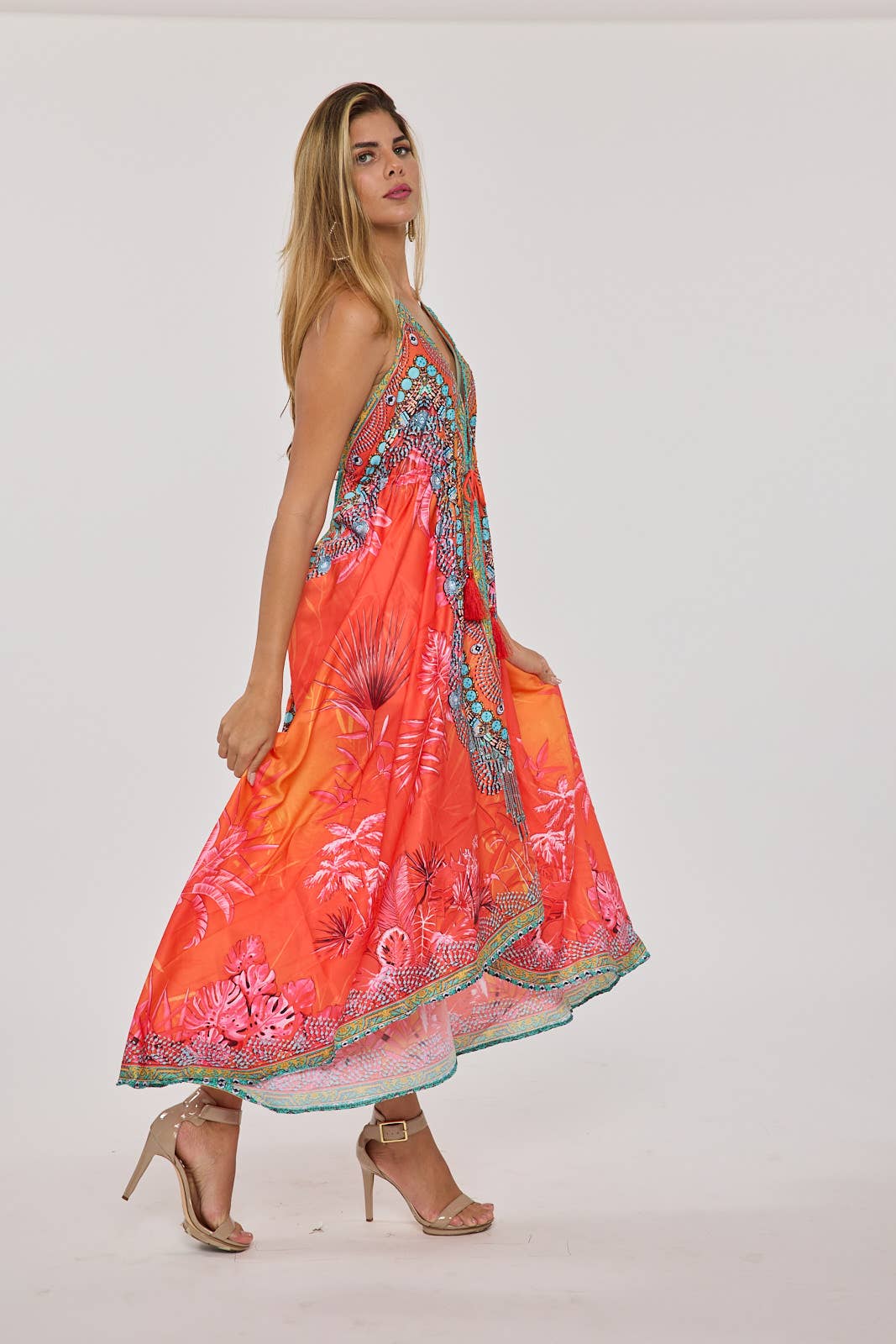Ranee's - 678 Coral pink Hawaii dress BACK IN STOCK