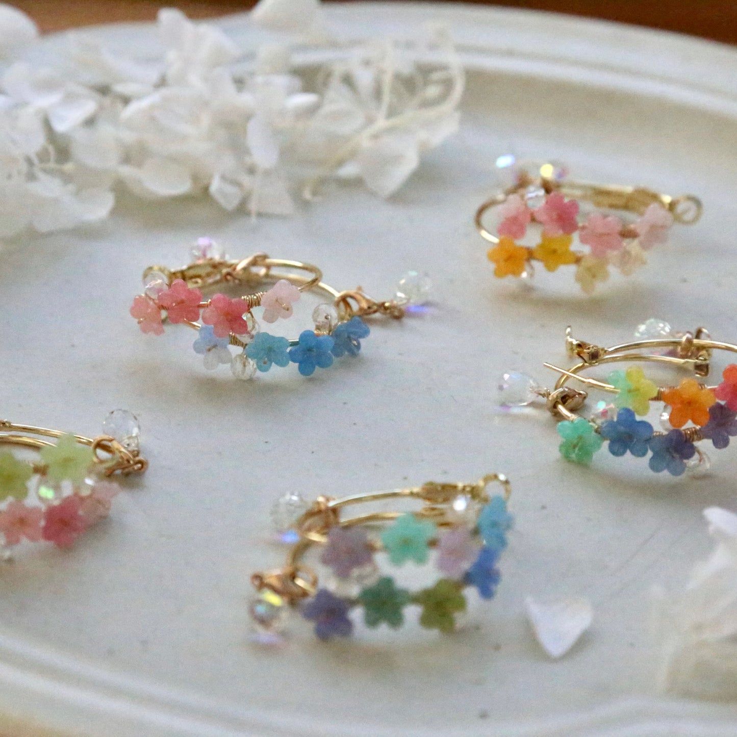 Gradient Flower Hoop Earrings