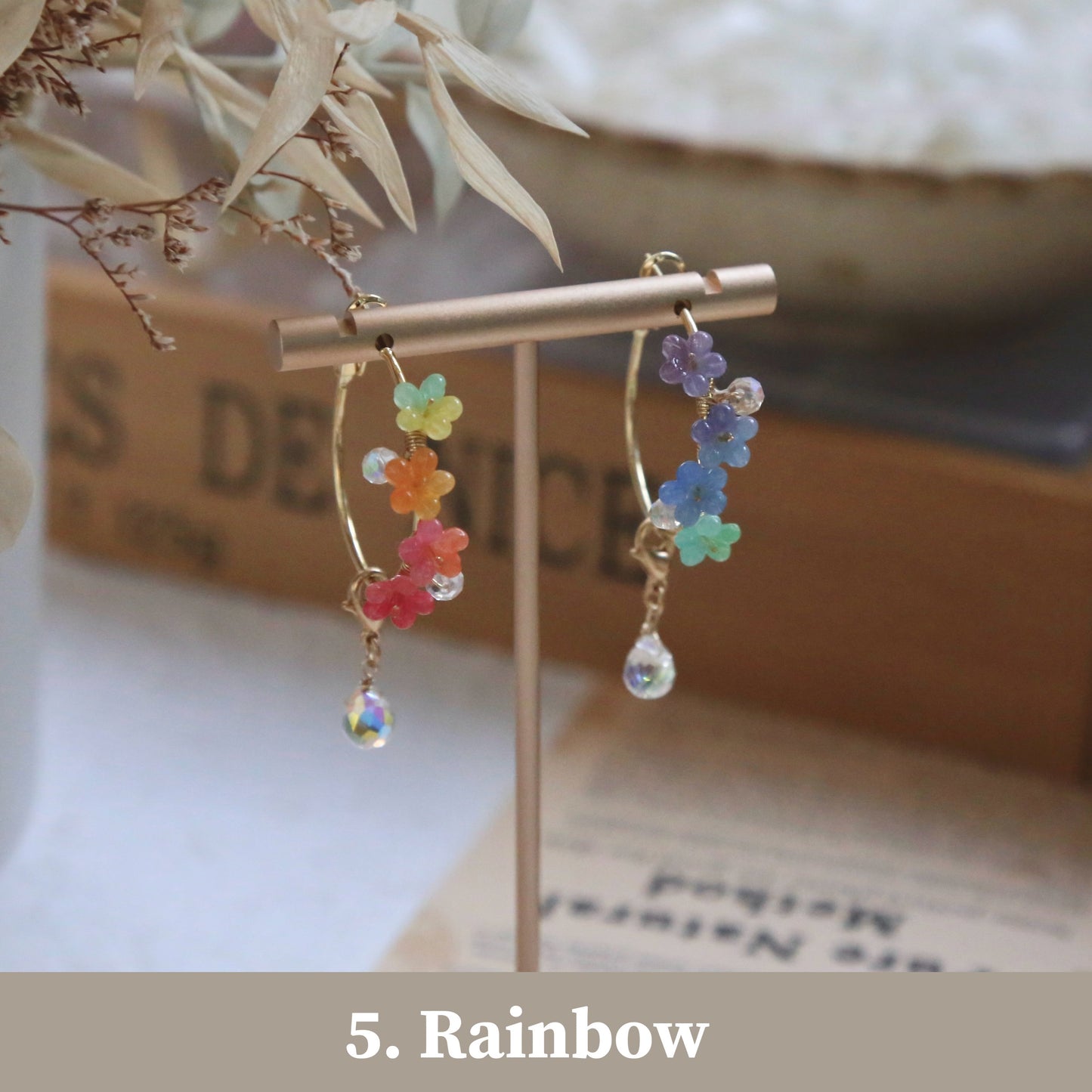 Gradient Flower Hoop Earrings