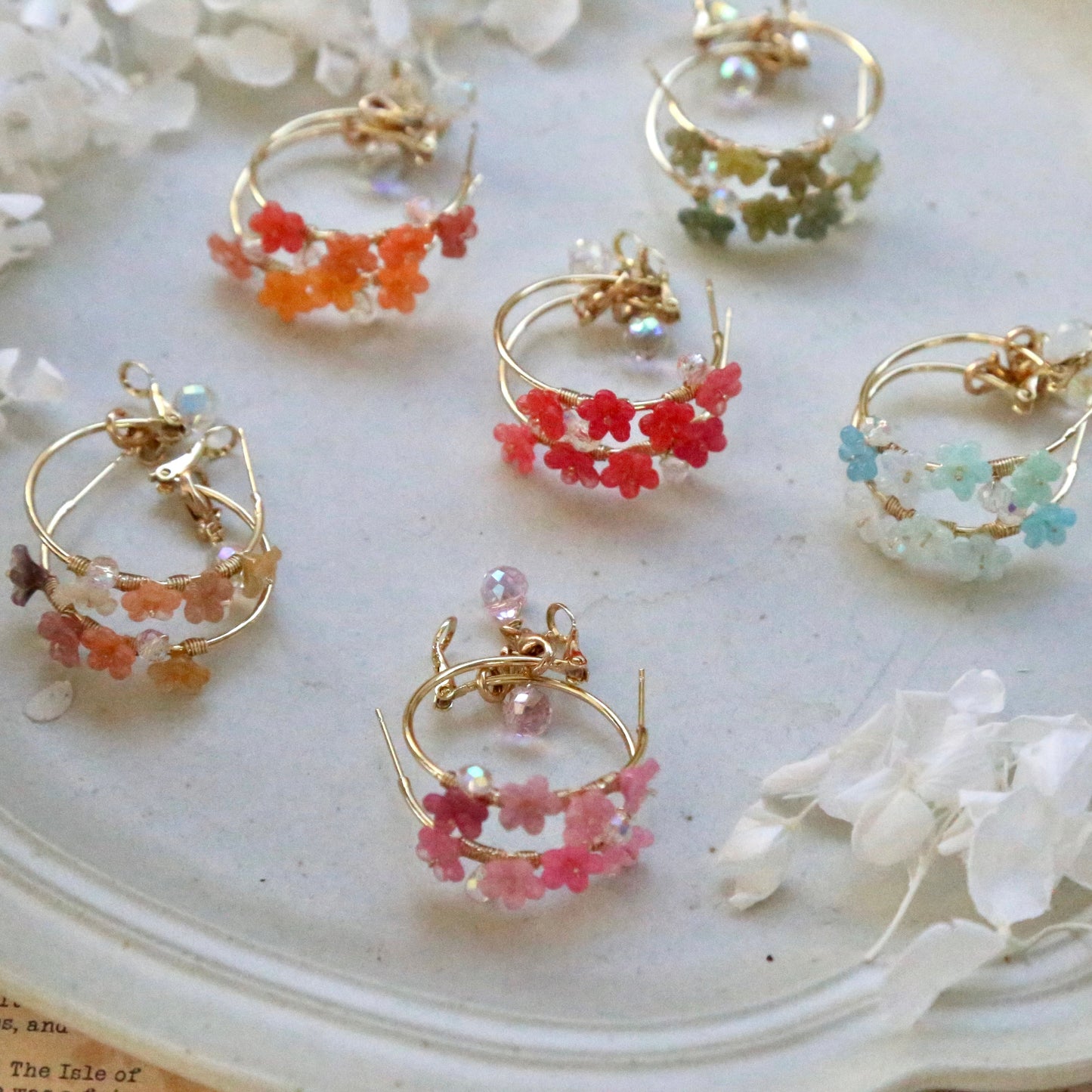 Gradient Flower Hoop Earrings