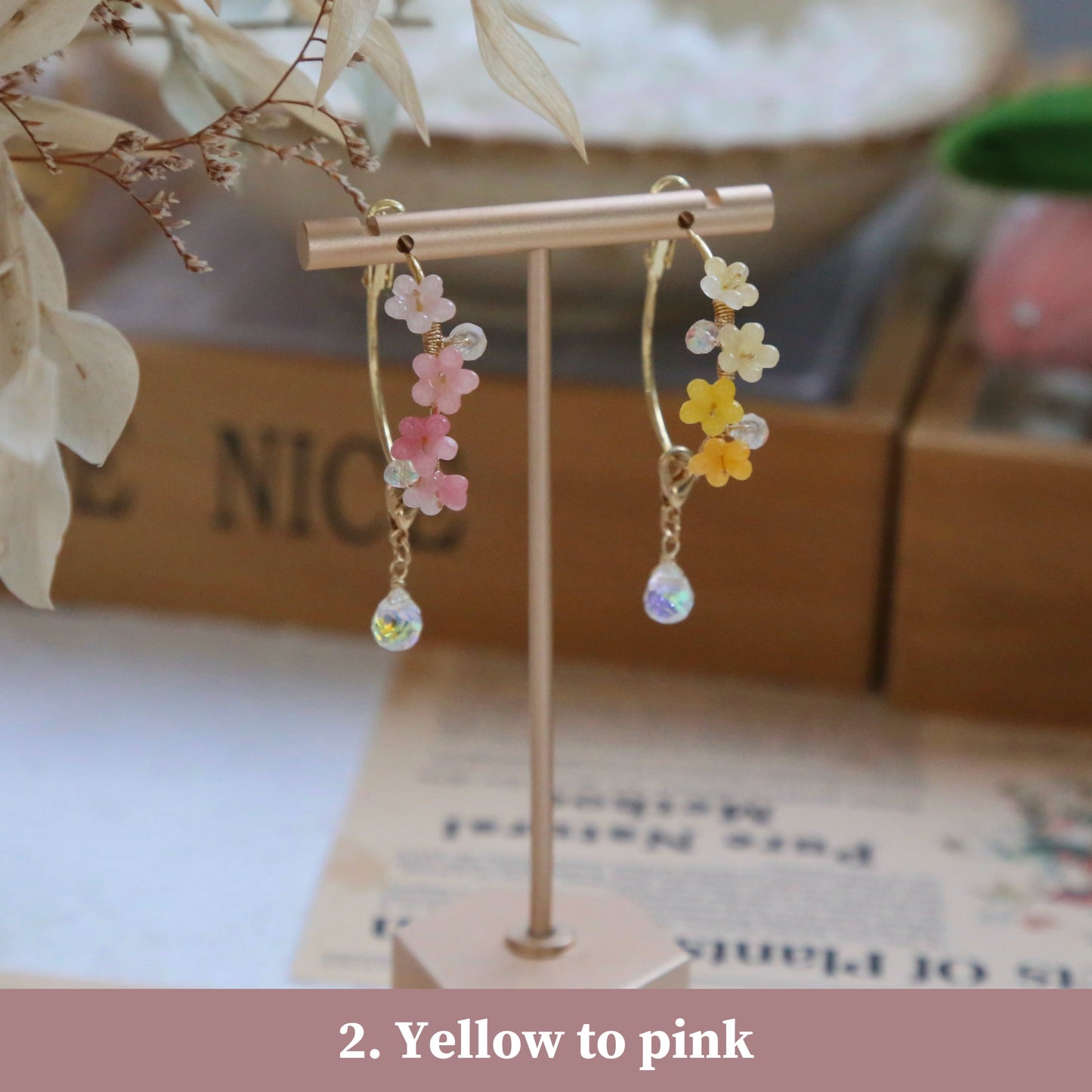 Gradient Flower Hoop Earrings