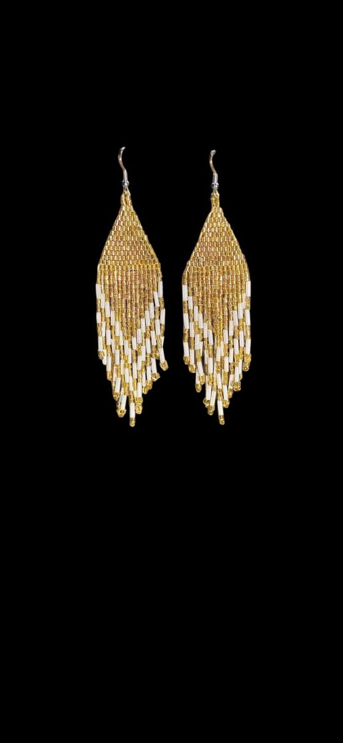 Elegant Gold and Silver Beaded Earrings